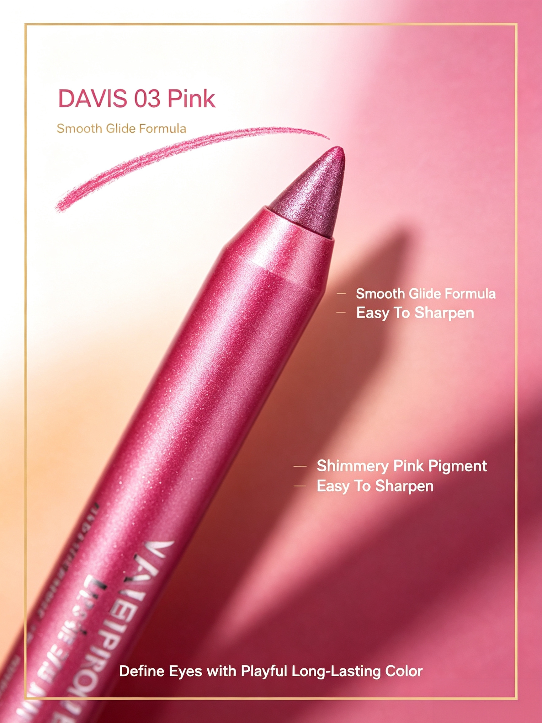 Pink Glitter Waterproof Eyeliner Pencil - Multi-use Eye and Lip Liner
