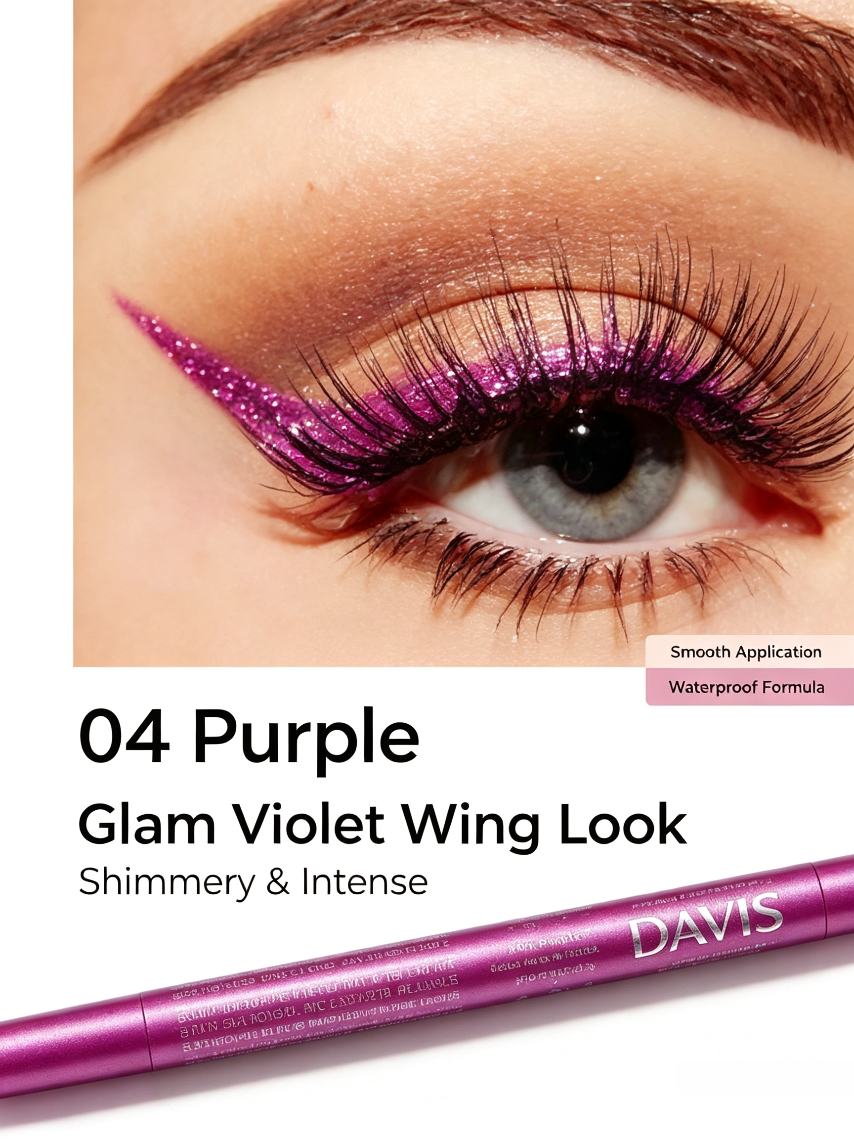 Shimmering Dark Pink Waterproof Eyeliner Pencil - Long-Lasting Glitter Eye and Lip Makeup