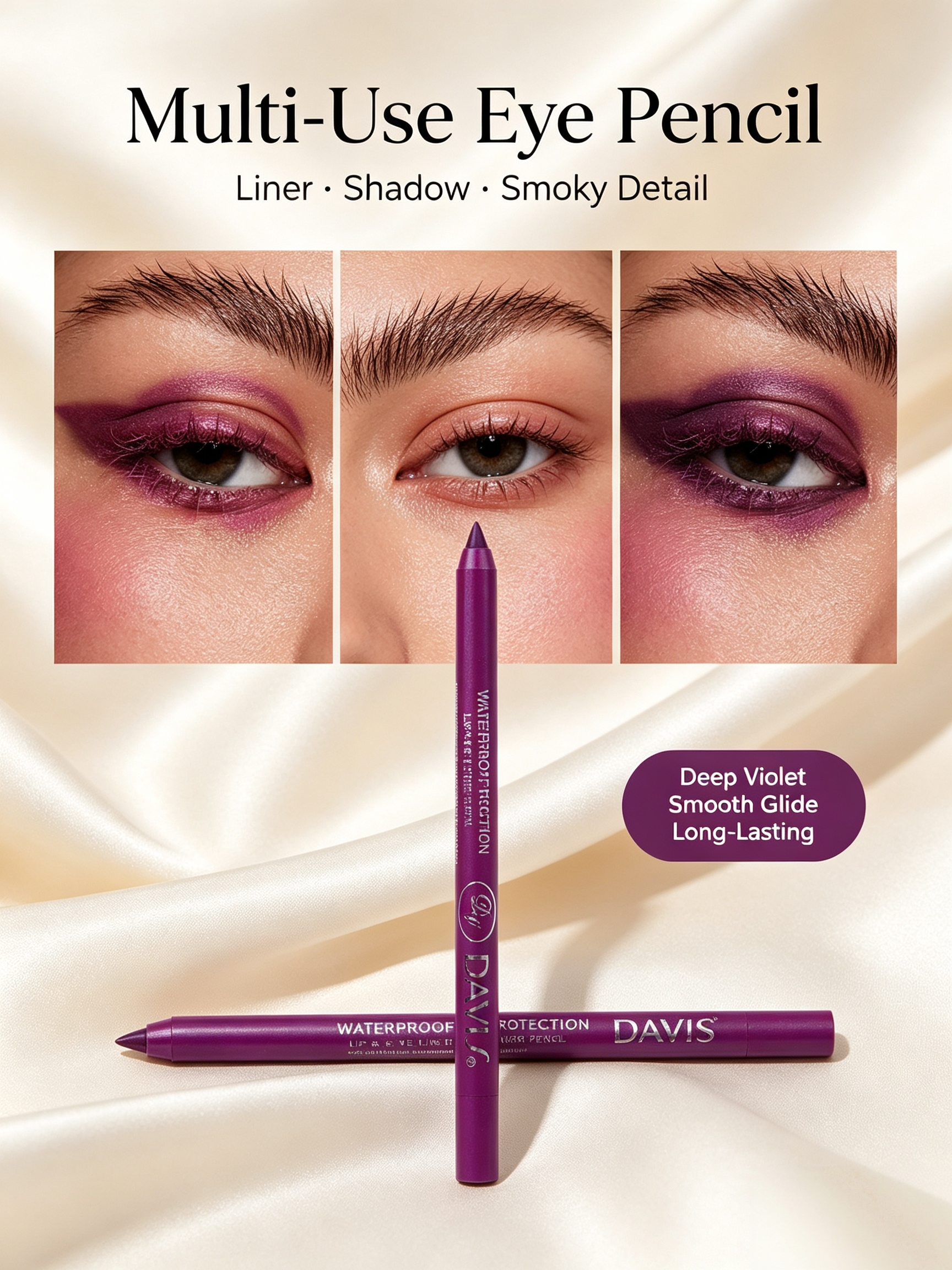 Long-Lasting Purple Waterproof Shimmer Eye and Lip Liner
