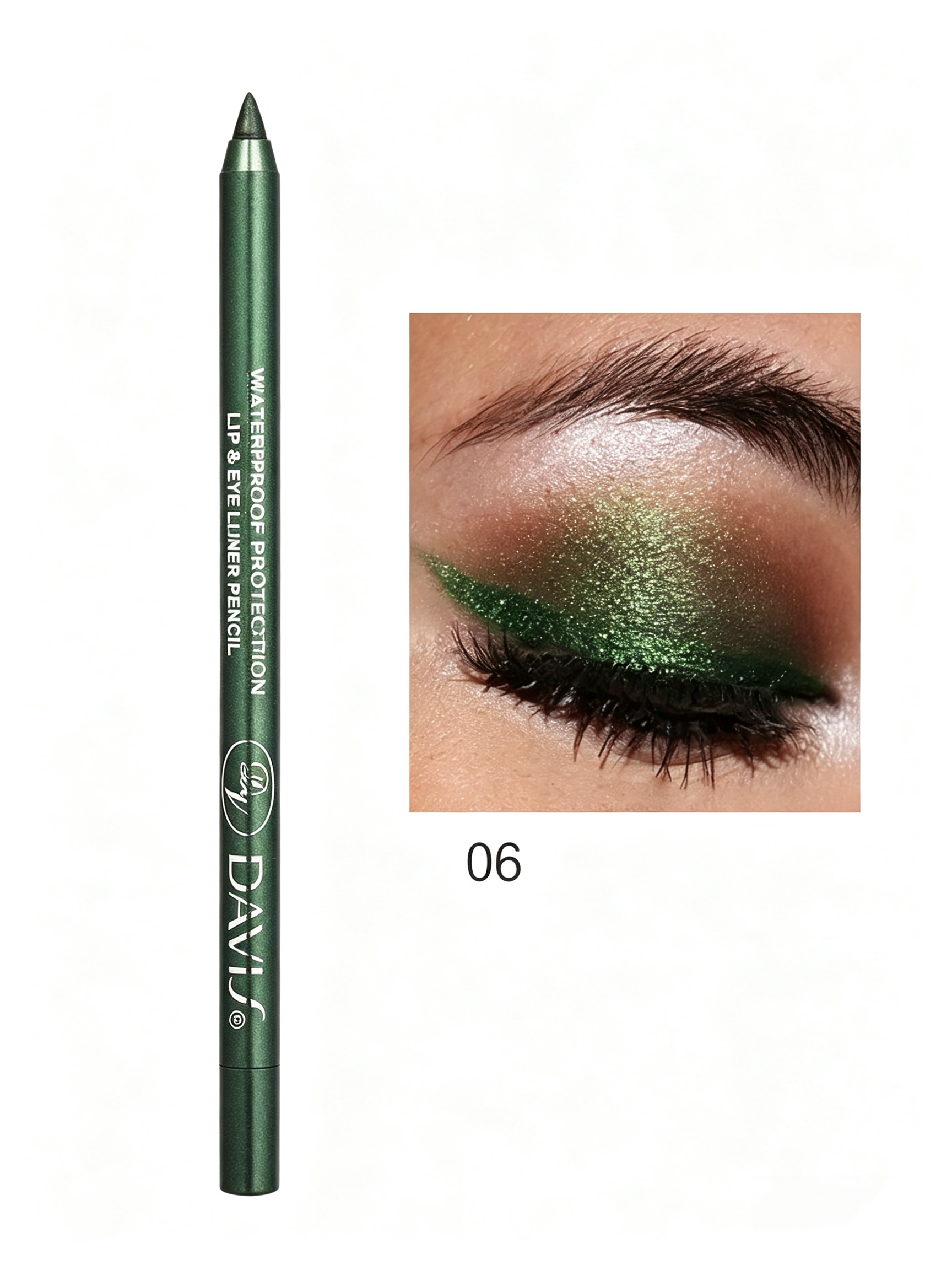 Olive Green Glitter Waterproof Eye and Lip Liner Pencil