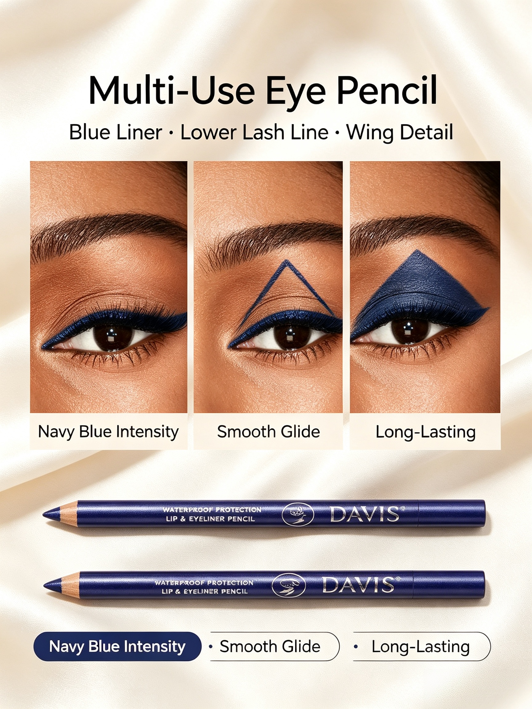Long-Lasting Dark Blue Waterproof Eyeliner Pencil