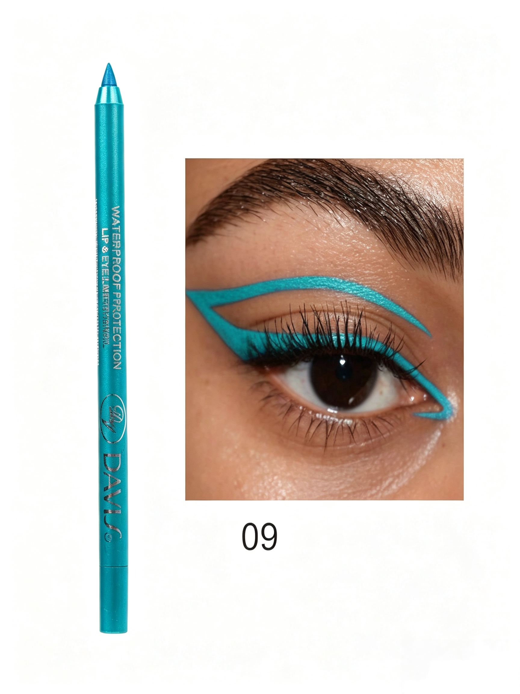 Long-Lasting Aqua Blue Waterproof Eyeliner and Lip Pencil