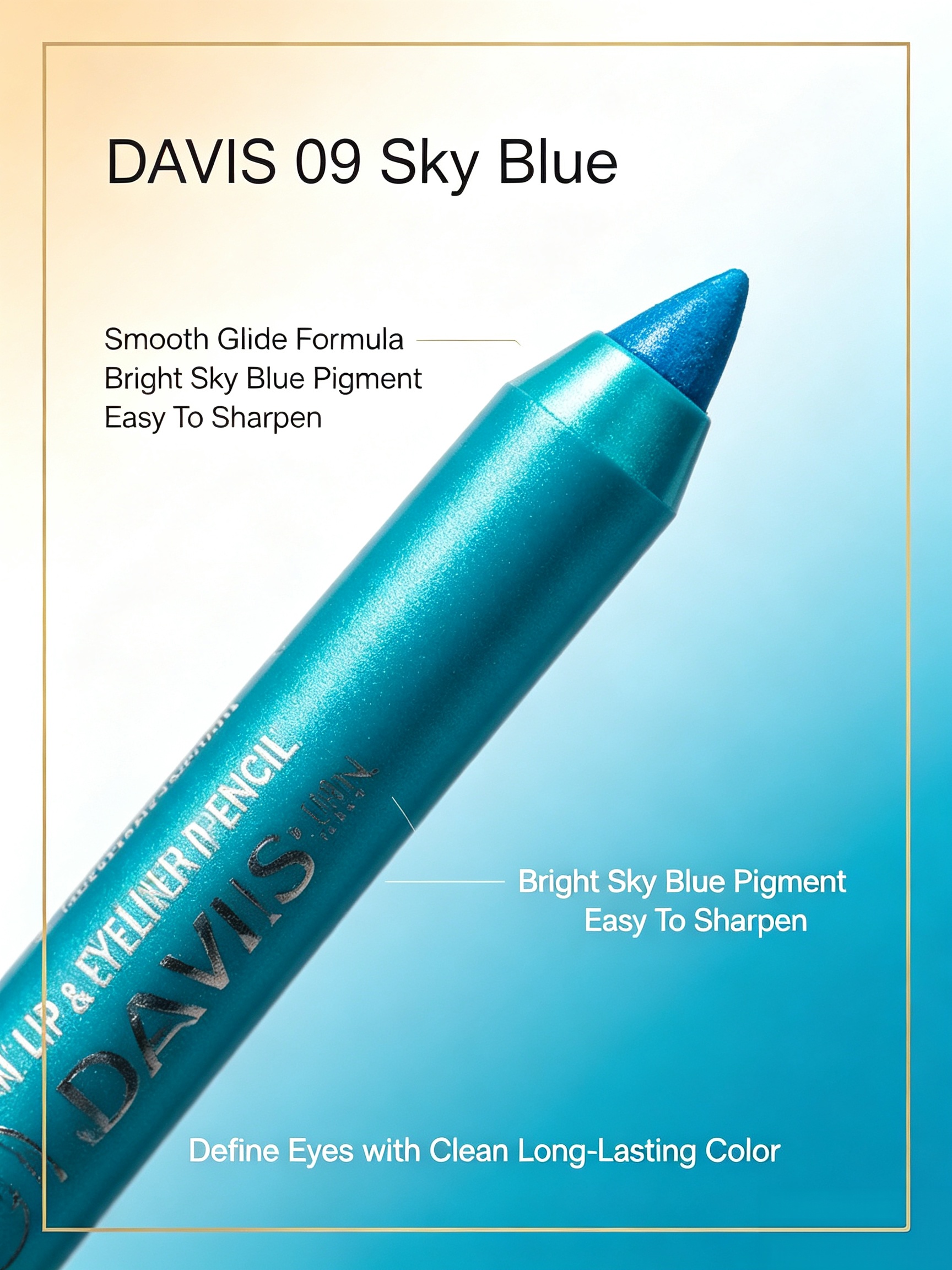 Long-Lasting Aqua Blue Waterproof Eyeliner and Lip Pencil