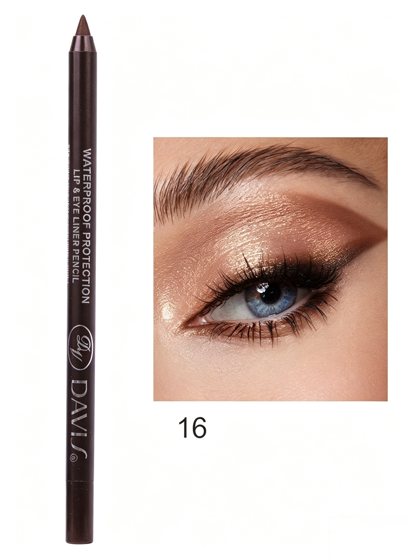 Coffee Brown Waterproof Eyeliner Pencil - Long Lasting Eye and Lip Liner