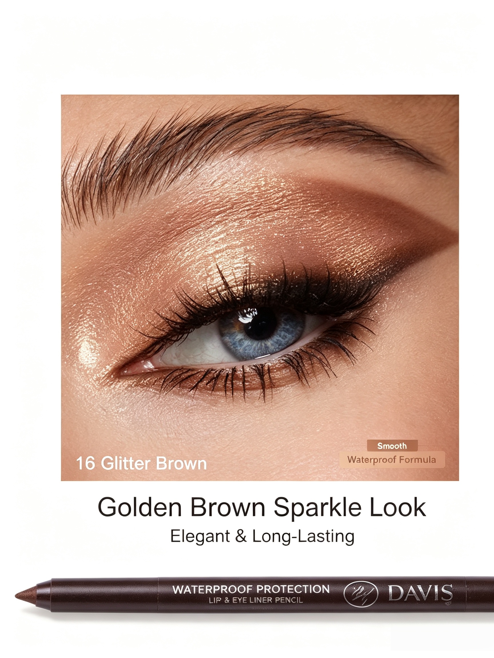 Coffee Brown Waterproof Eyeliner Pencil - Long Lasting Eye and Lip Liner