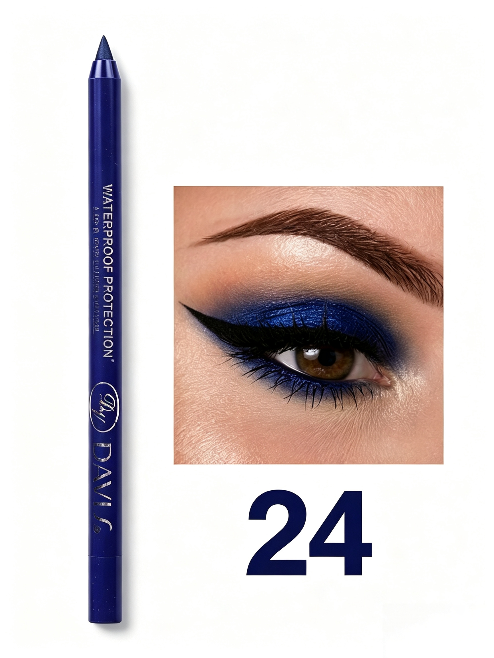Davi.G #24 Navy Blue Waterproof Shimmer Eyeliner Pencil - Long-Lasting Eye and Lip Liner