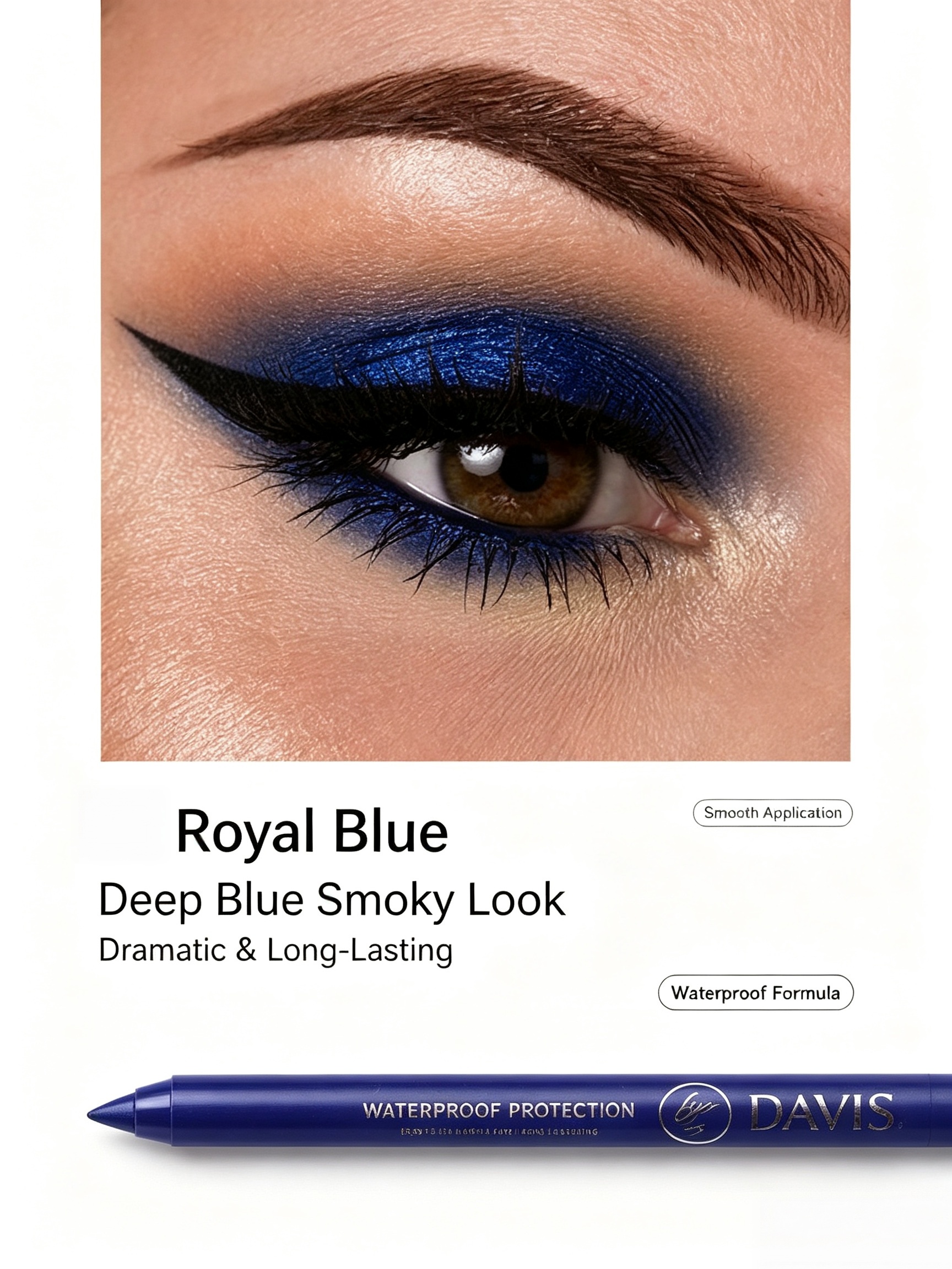 Davi.G #24 Navy Blue Waterproof Shimmer Eyeliner Pencil - Long-Lasting Eye and Lip Liner