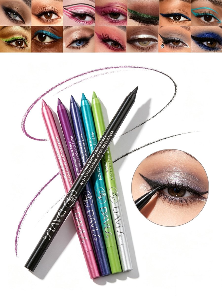 Waterproof Long-Lasting Navy Blue Shimmer Eye and Lip Liner Pencil