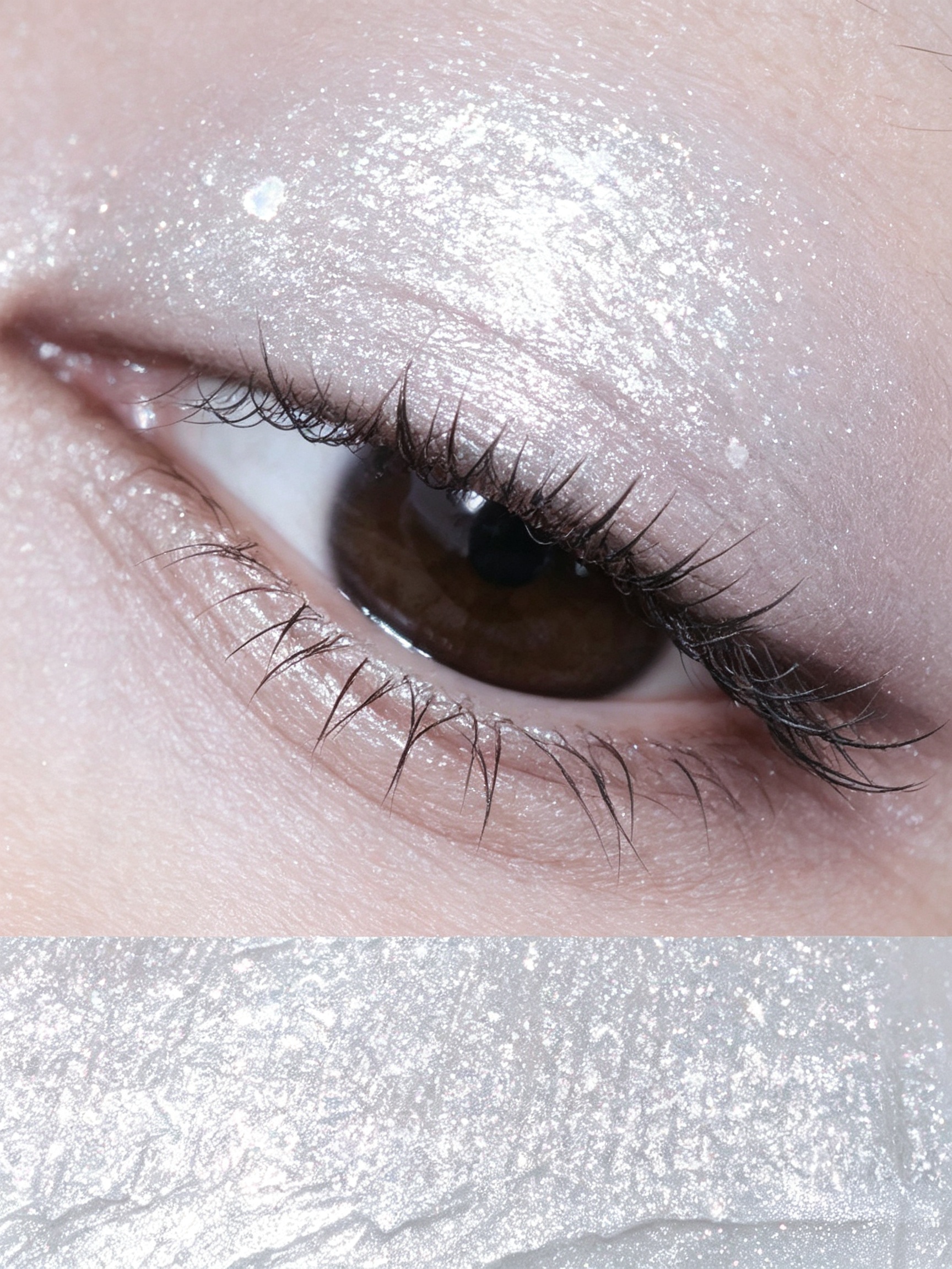 Shimmering Silver Liquid Glitter Eyeshadow - Long-Lasting and Waterproof