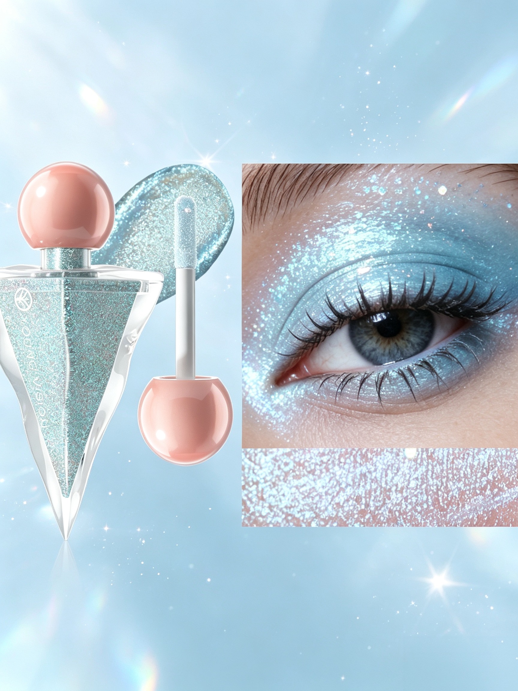 Sparkling Blue Liquid Glitter Eyeshadow - Long-Lasting Shimmer