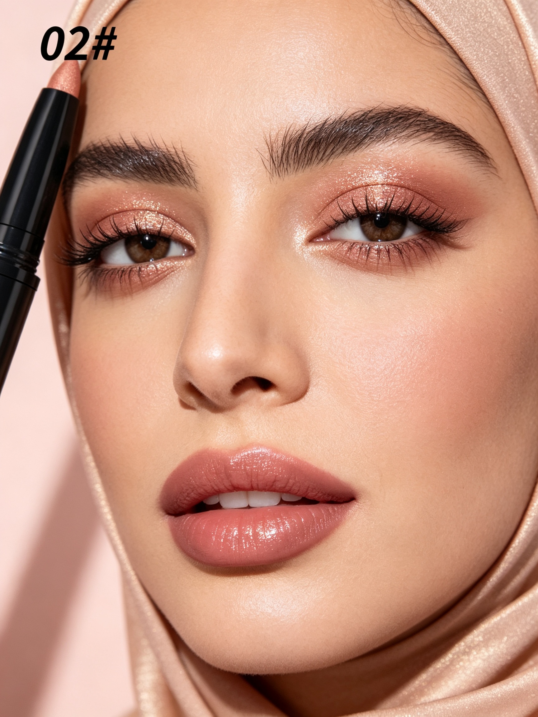 قلم ظلال عيون كريمي ذهبي لامع ومقاوم للماء من يونج فيجن رقم 02