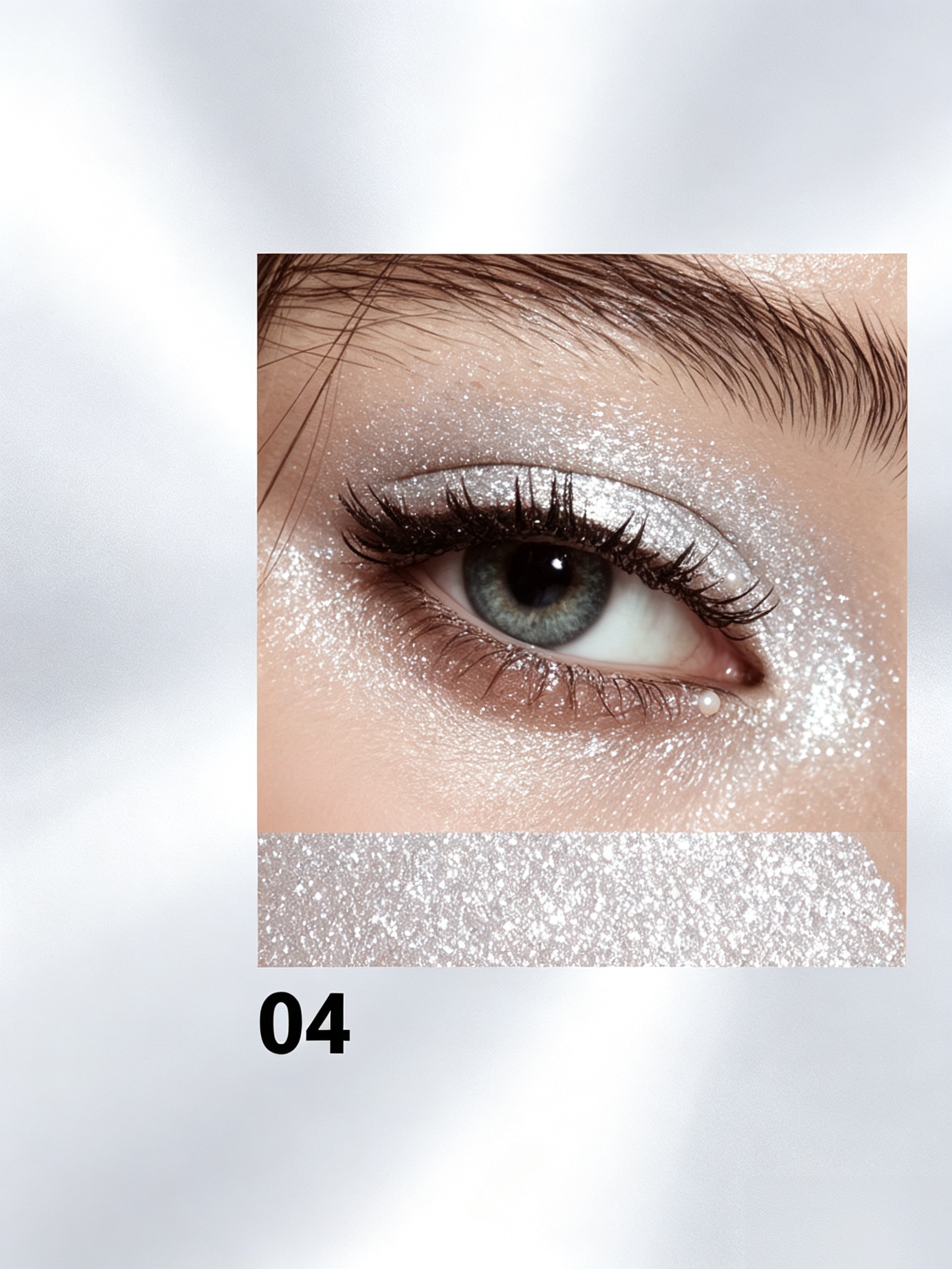 YOUNG VISION #04 Dazzling White Glitter Eyeshadow - Long-Lasting Shimmer for Eyes