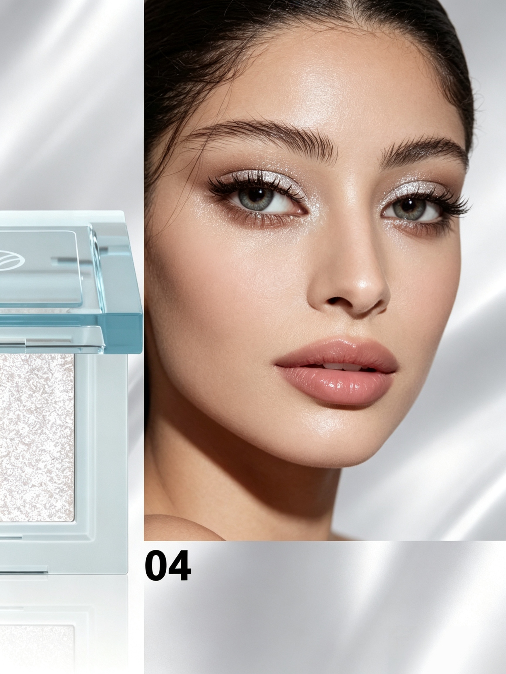 YOUNG VISION #04 Dazzling White Glitter Eyeshadow - Long-Lasting Shimmer for Eyes