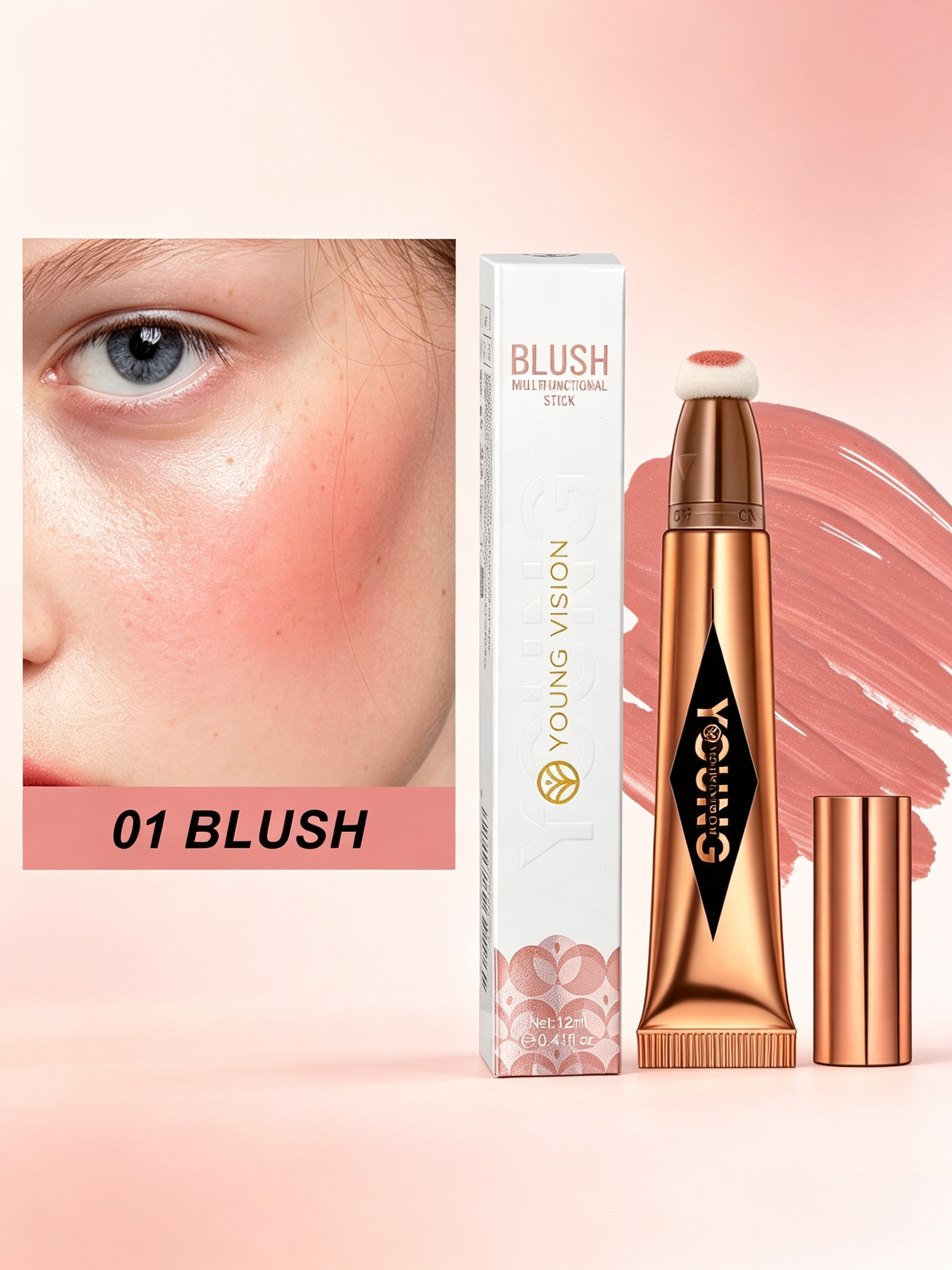 Sponge Tip Cream Blush Stick 01