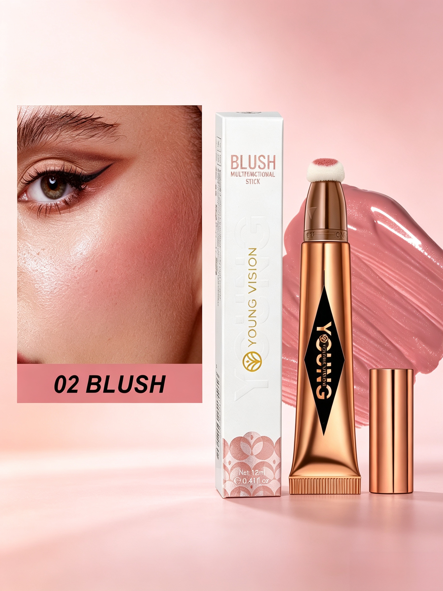 Sponge Tip Cream Blush Stick 02