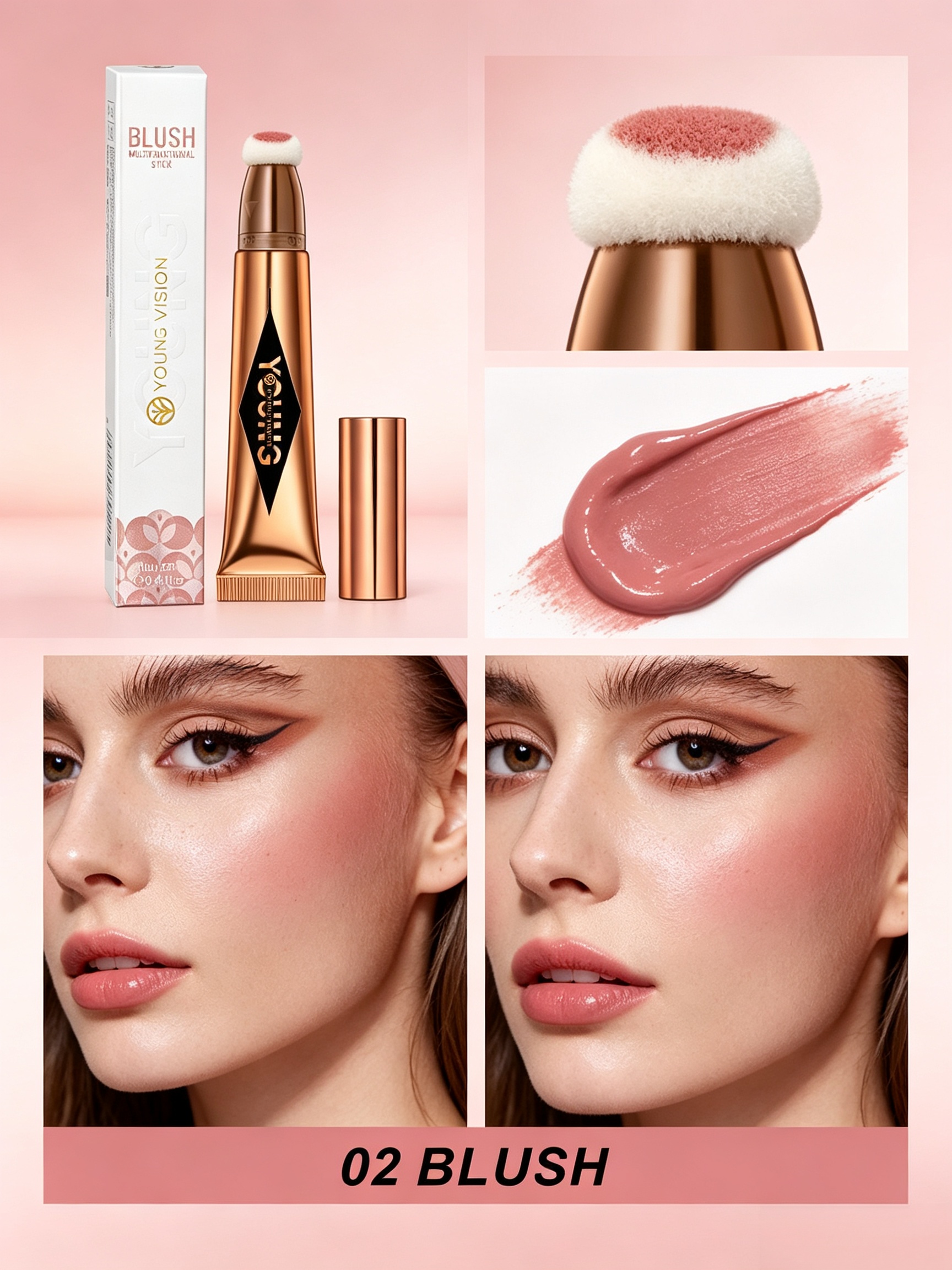 Sponge Tip Cream Blush Stick 02