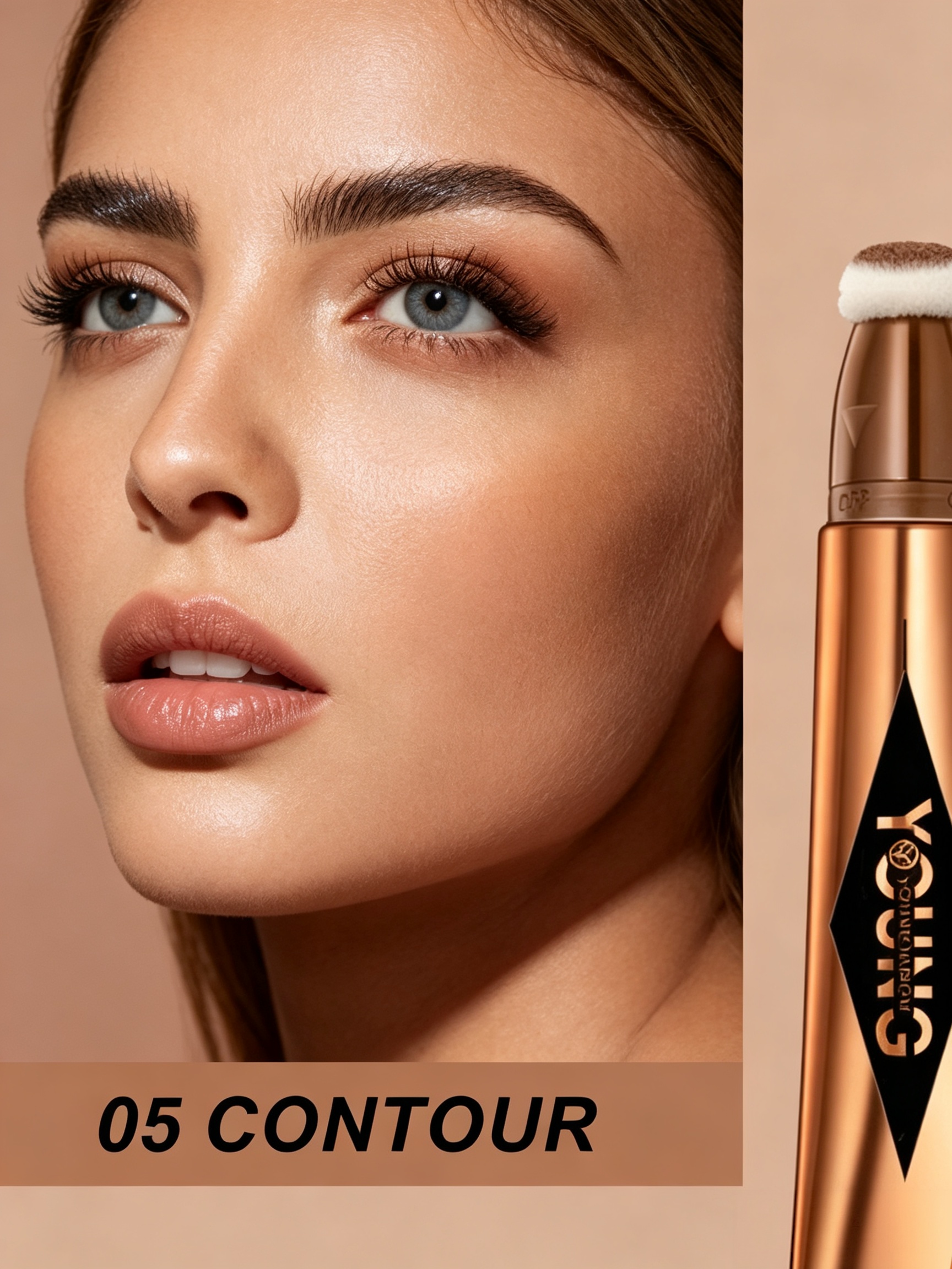 #05 YOUNG VISION Liquid Contour Stick, Sponge Tip Cream Contour, Blendable Long Lasting Face Sculpting Makeup for Defined Facial Contour 12ml