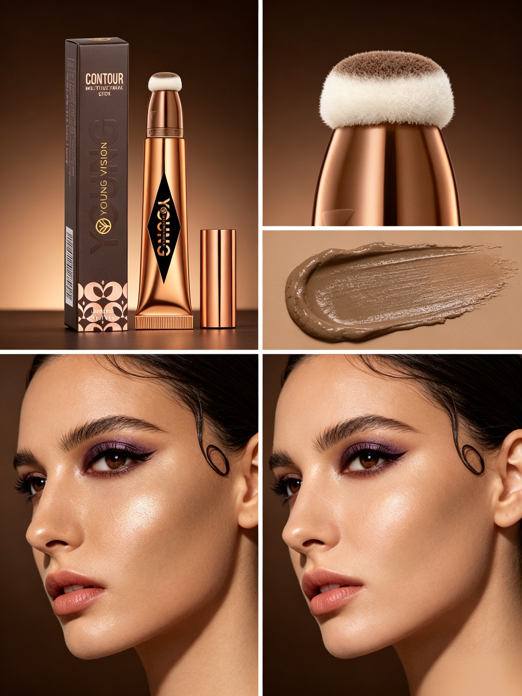 #06 YOUNG VISION Liquid Contour Stick, Sponge Tip Cream Contour, Blendable Long Lasting Face Sculpting Makeup for Defined Facial Contour 12ml