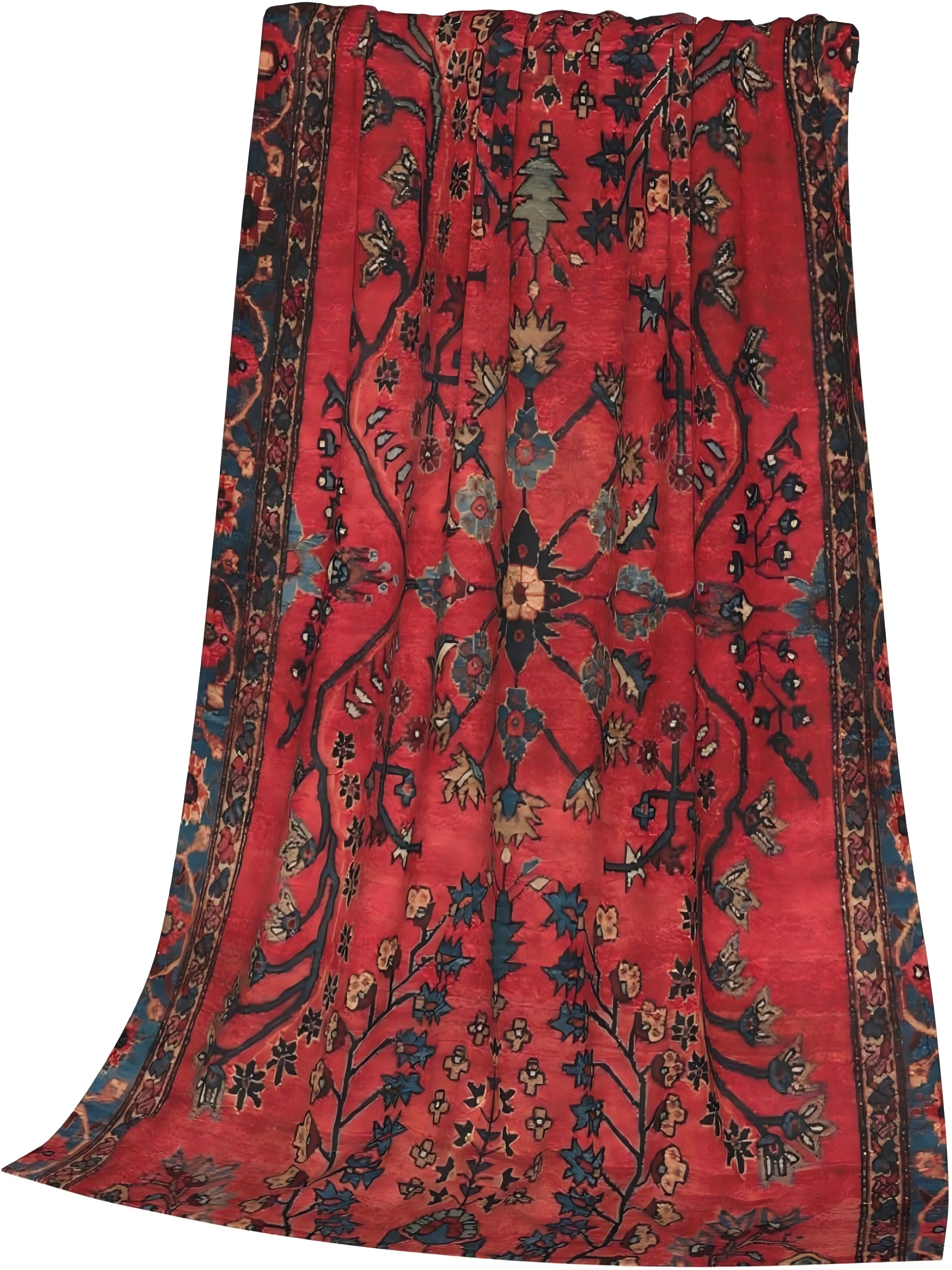 Vintage Red Floral Woven Throw Blanket - Multi-Patterned Polyester (30x40 inch)