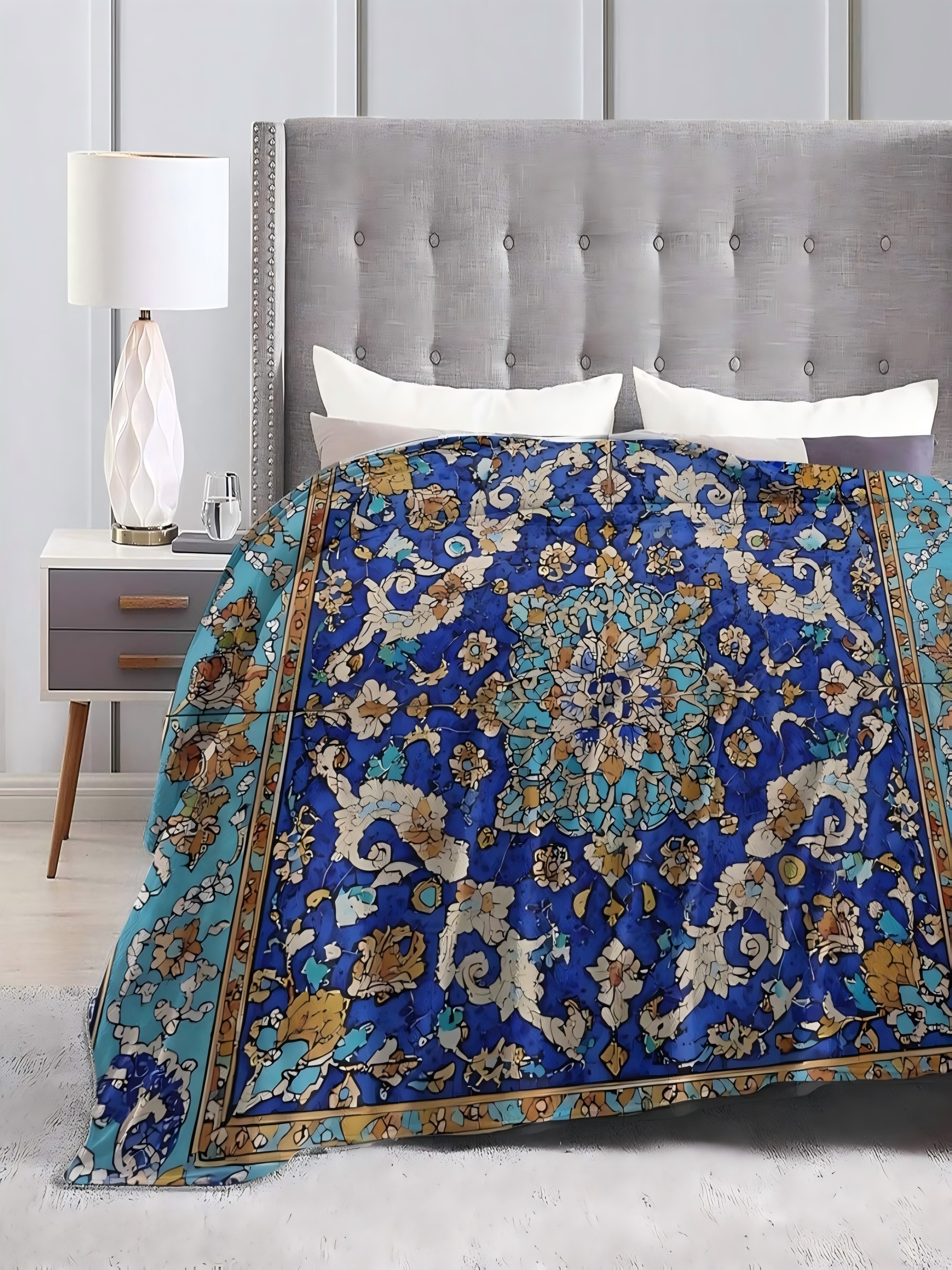 Oriental Floral Pattern Throw Blanket 40X50 Inch