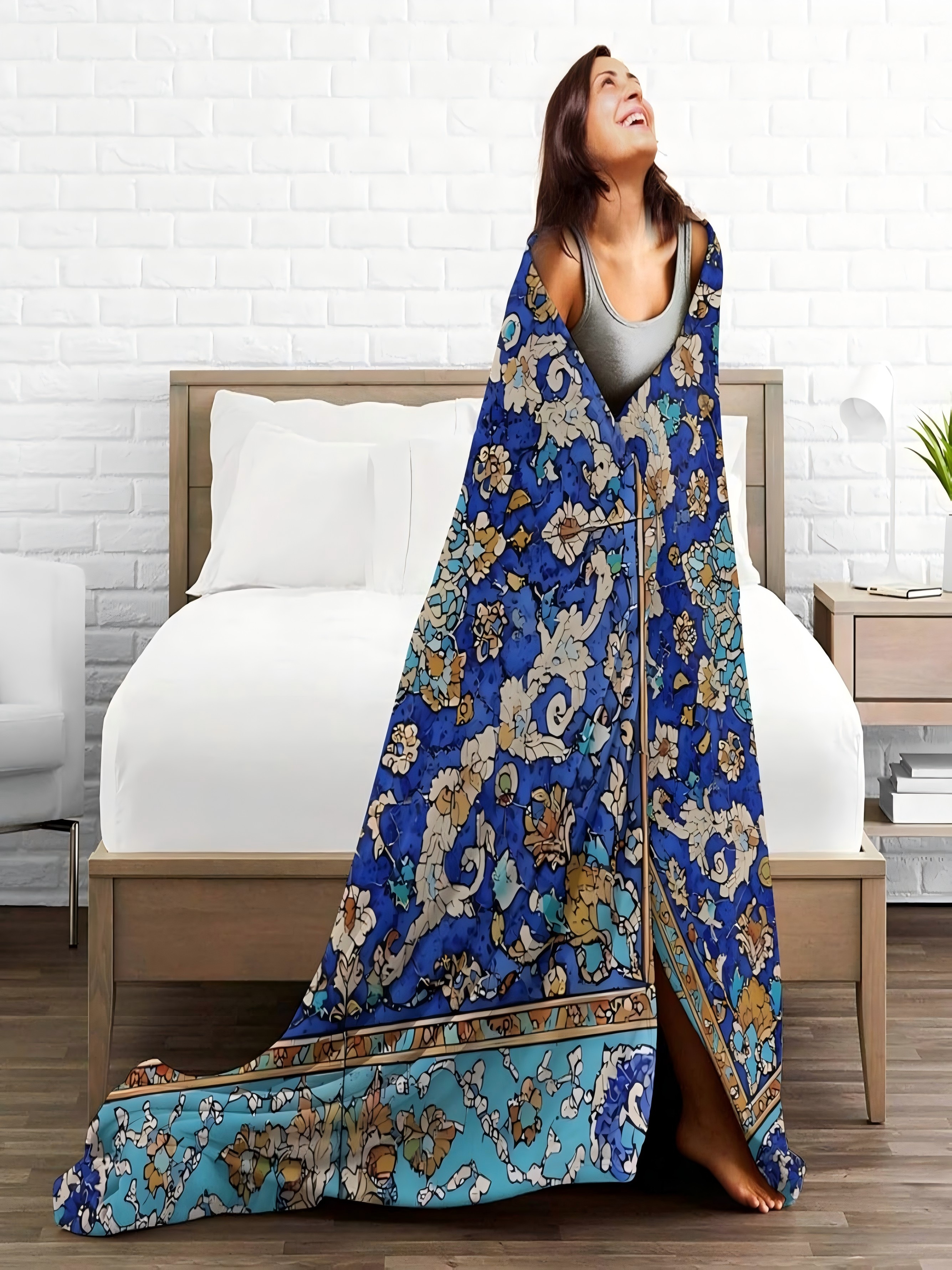 Oriental Floral Pattern Throw Blanket 40X50 Inch
