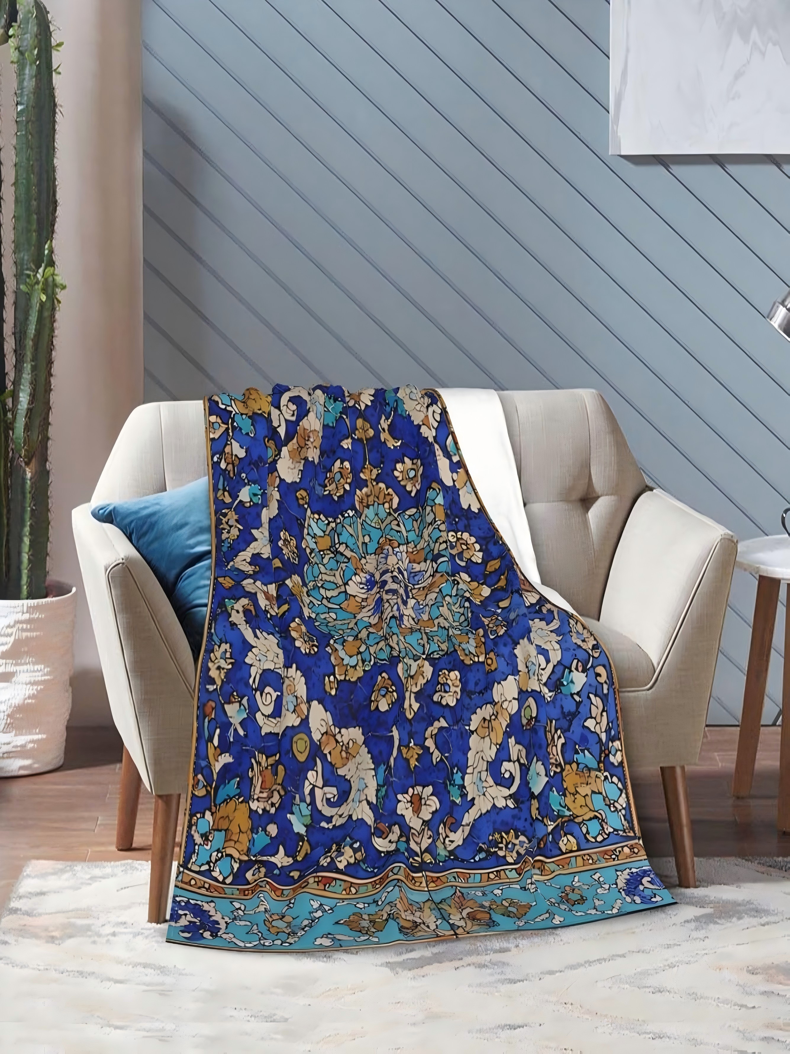 Multi-Color Oriental Pattern Woven Throw Blanket