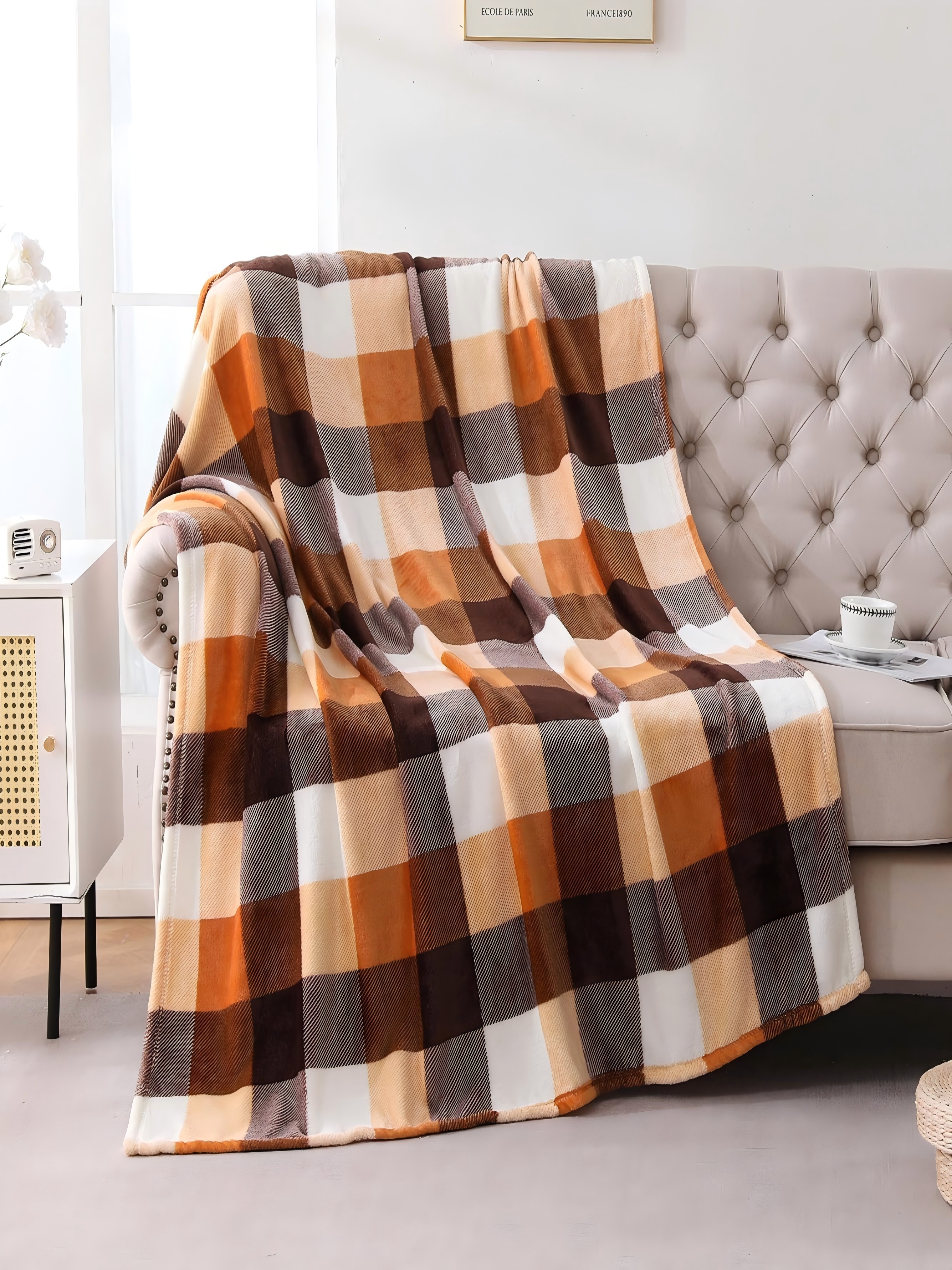 Multi-Color Checkered Flannel Throw Blanket