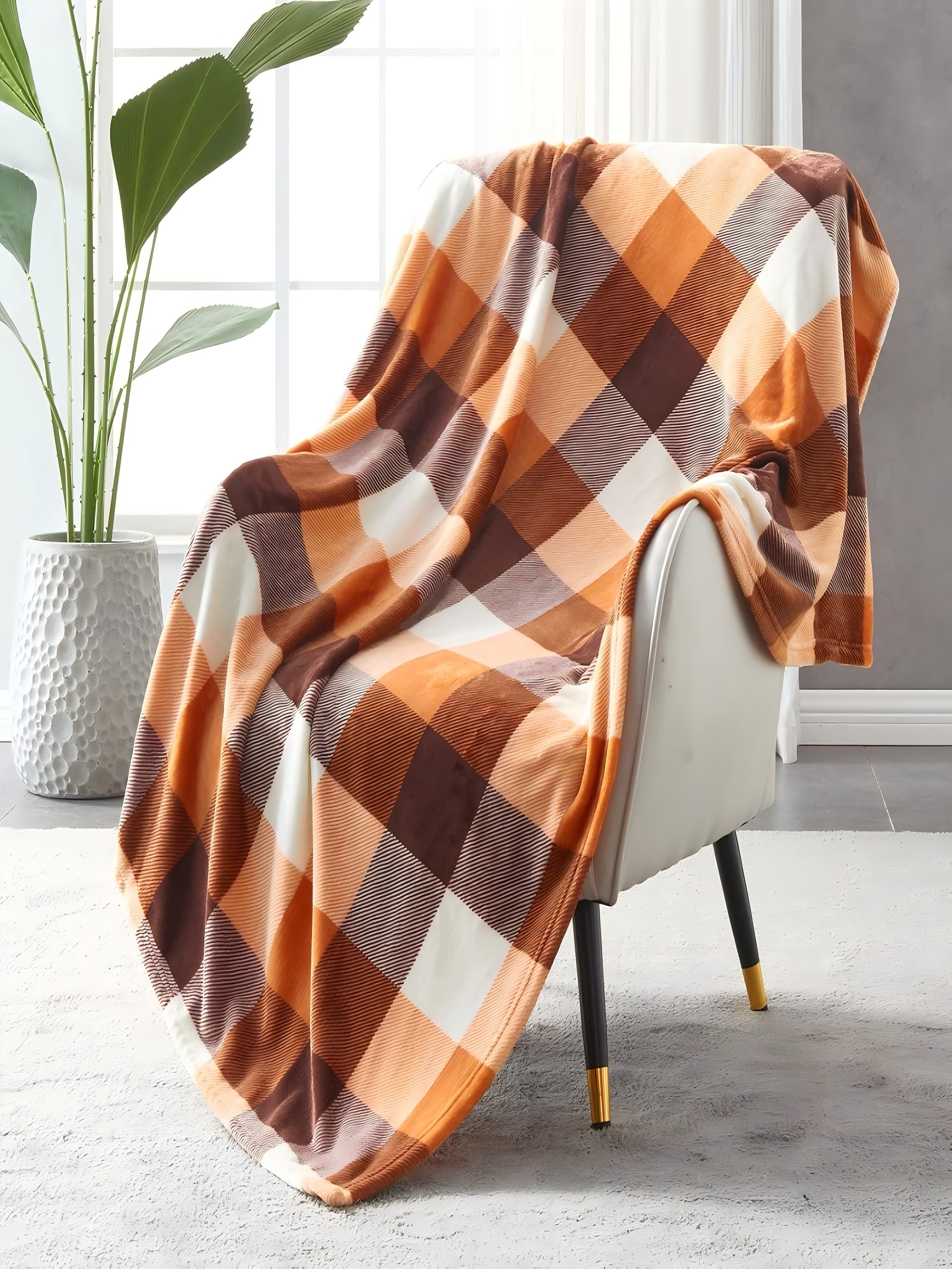 Multi-Color Checkered Flannel Throw Blanket, 40x50