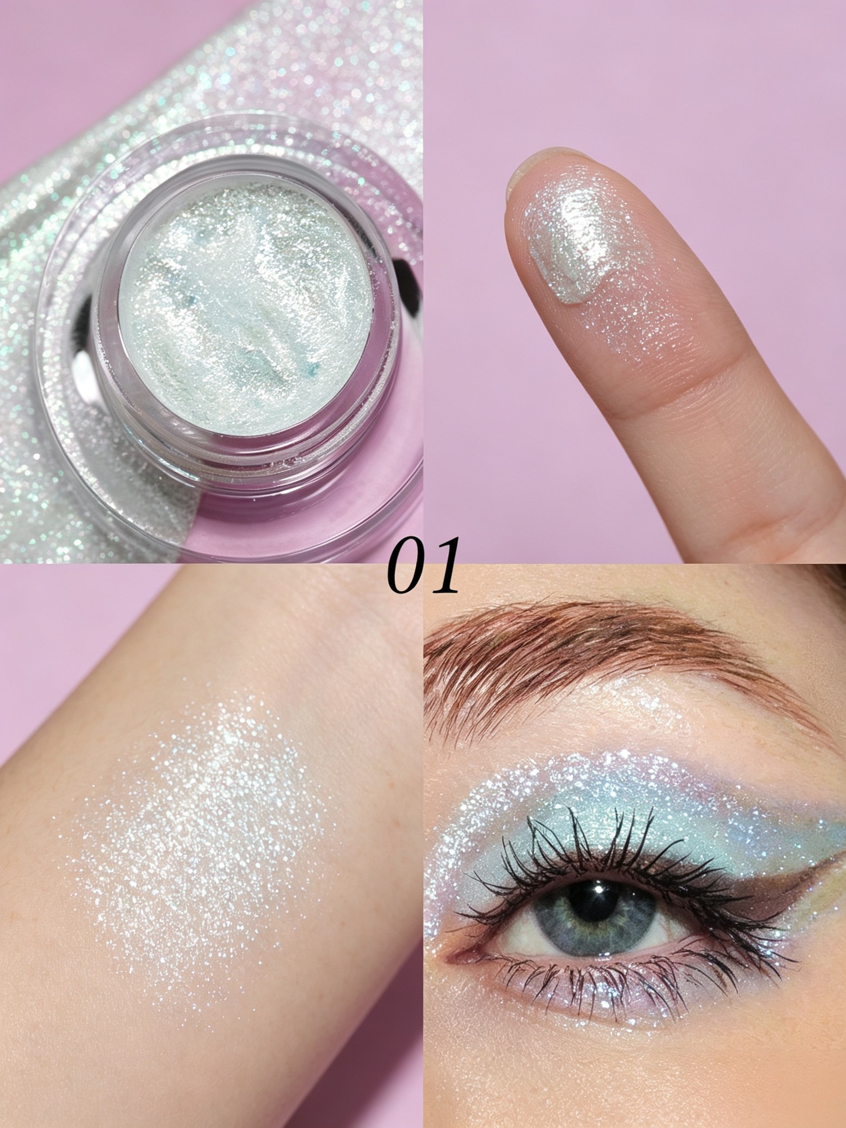Shimmering Teal Glitter Gel Eyeshadow - Long-Lasting and Waterproof Eye Sparkle