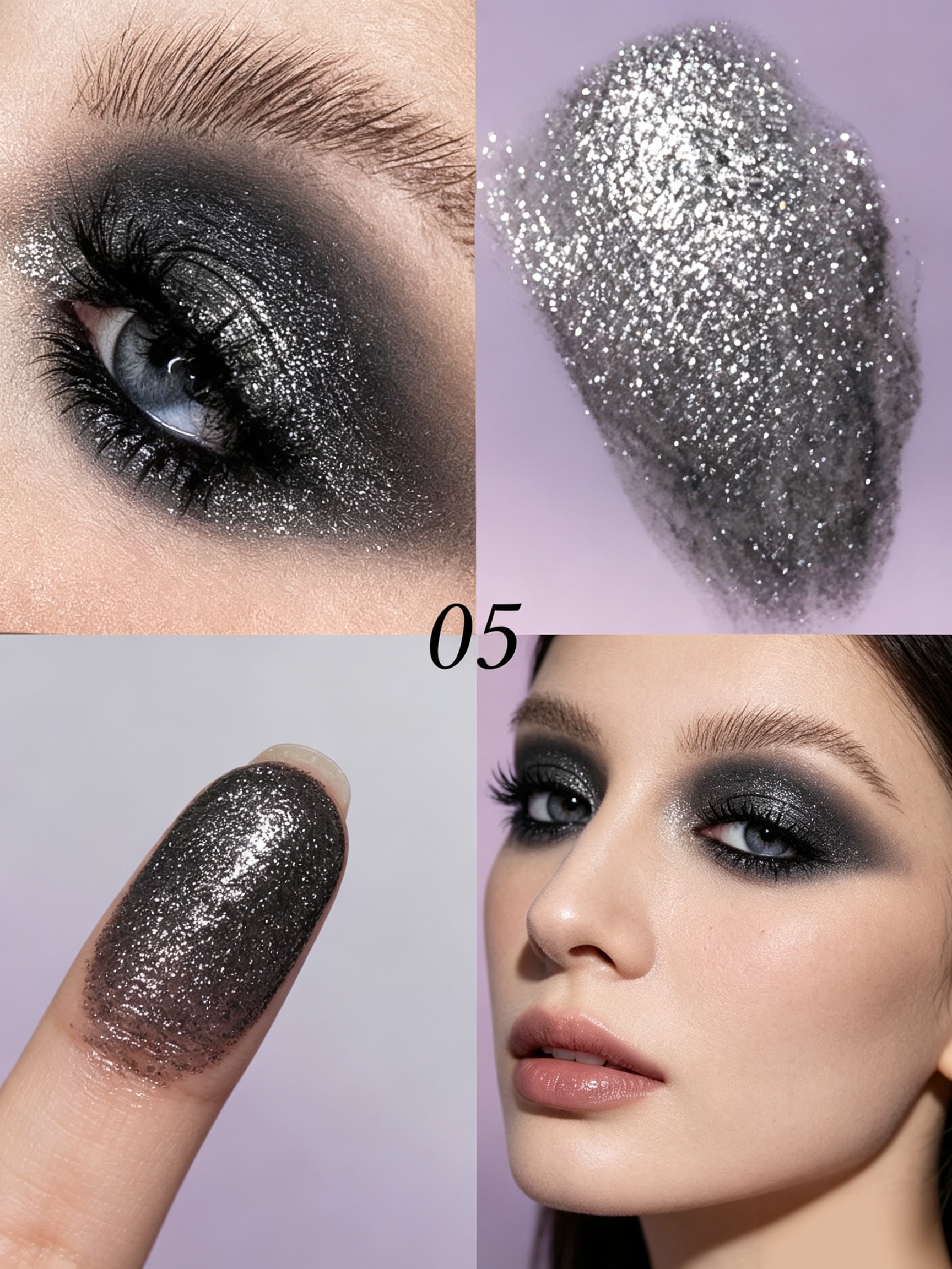 Sparkling Black Glitter Gel Eyeshadow - Long-Lasting and Waterproof