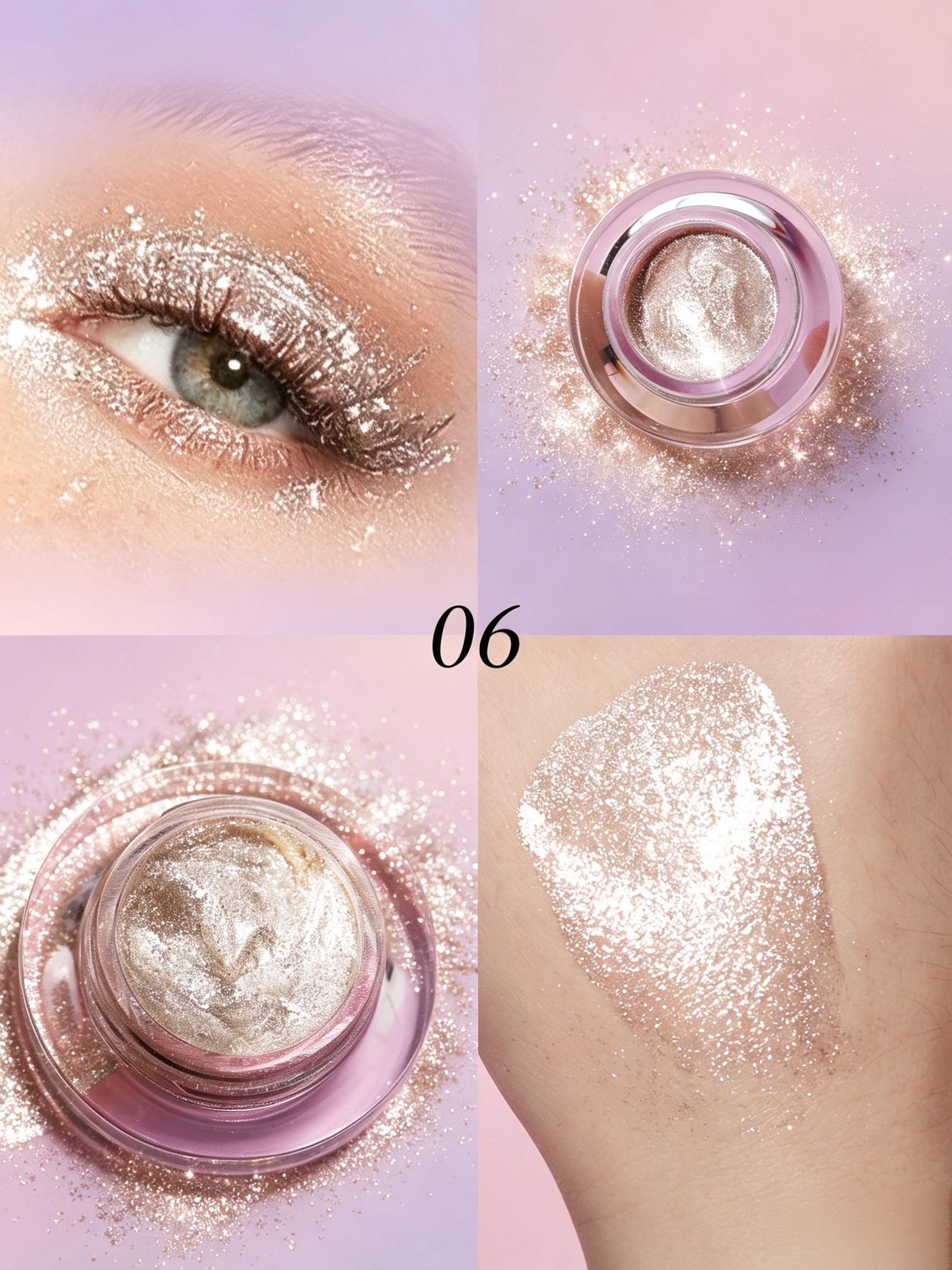 Sparkling White Glitter Eye Gel - Long-Lasting Shimmer Eyeshadow