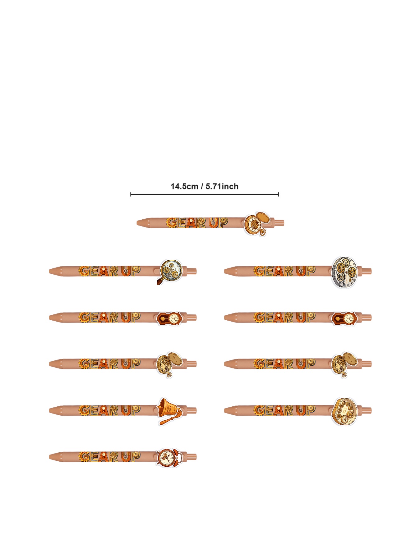 Steampunk Gear-Themed Black Ink Pens (10-Pack) for Office and Gifting