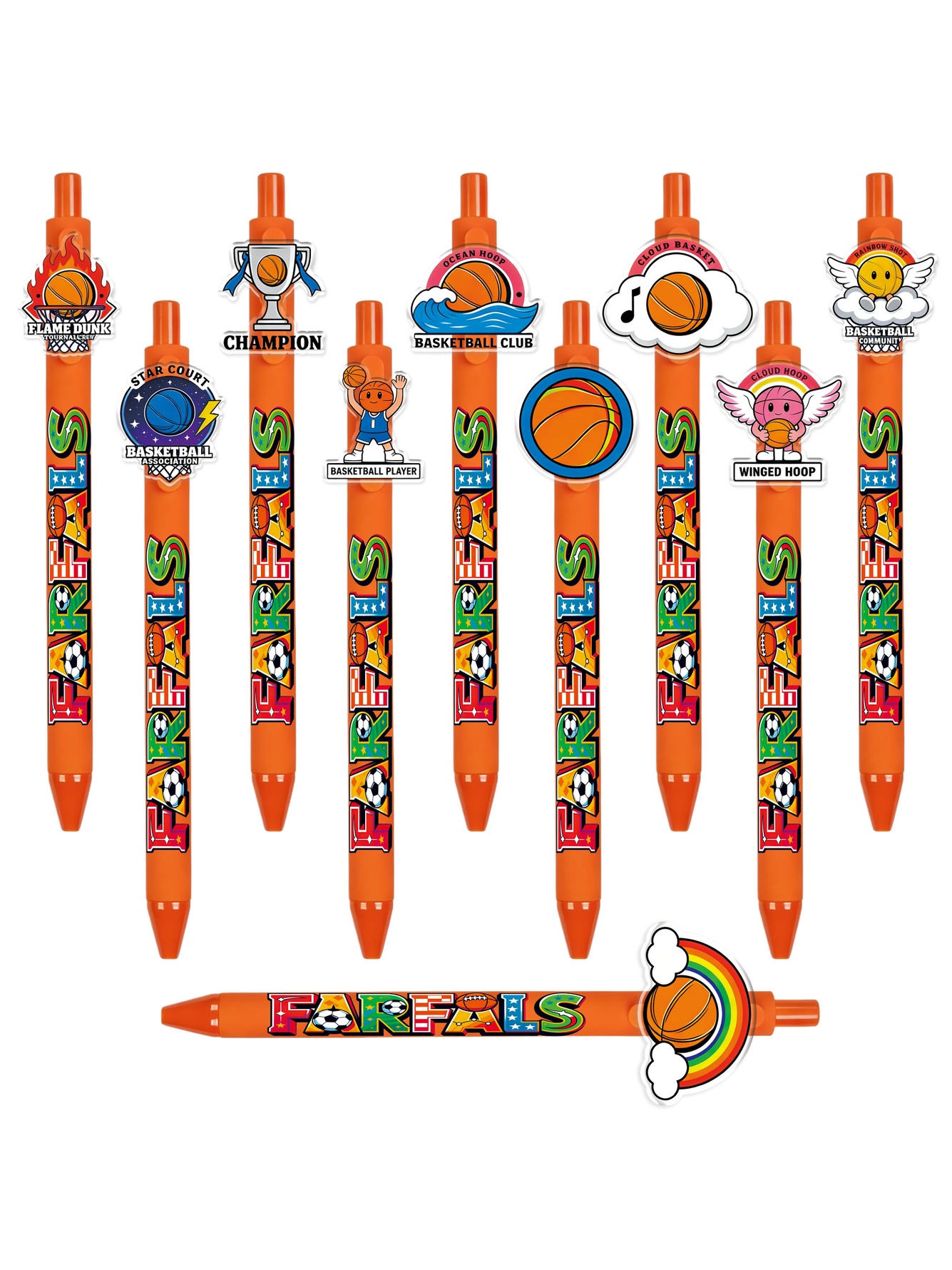 10-Pack Basketball Sports Theme Ballpoint Pens - Black Ink Fun Stationery