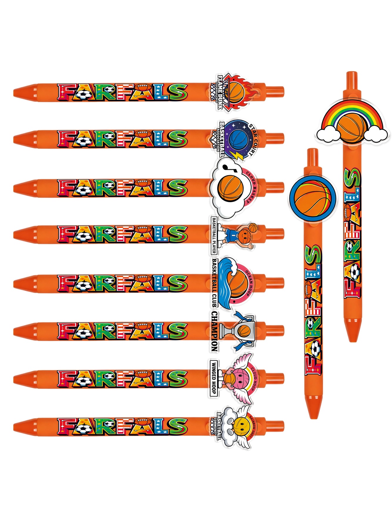 10-Pack Basketball Sports Theme Ballpoint Pens - Black Ink Fun Stationery