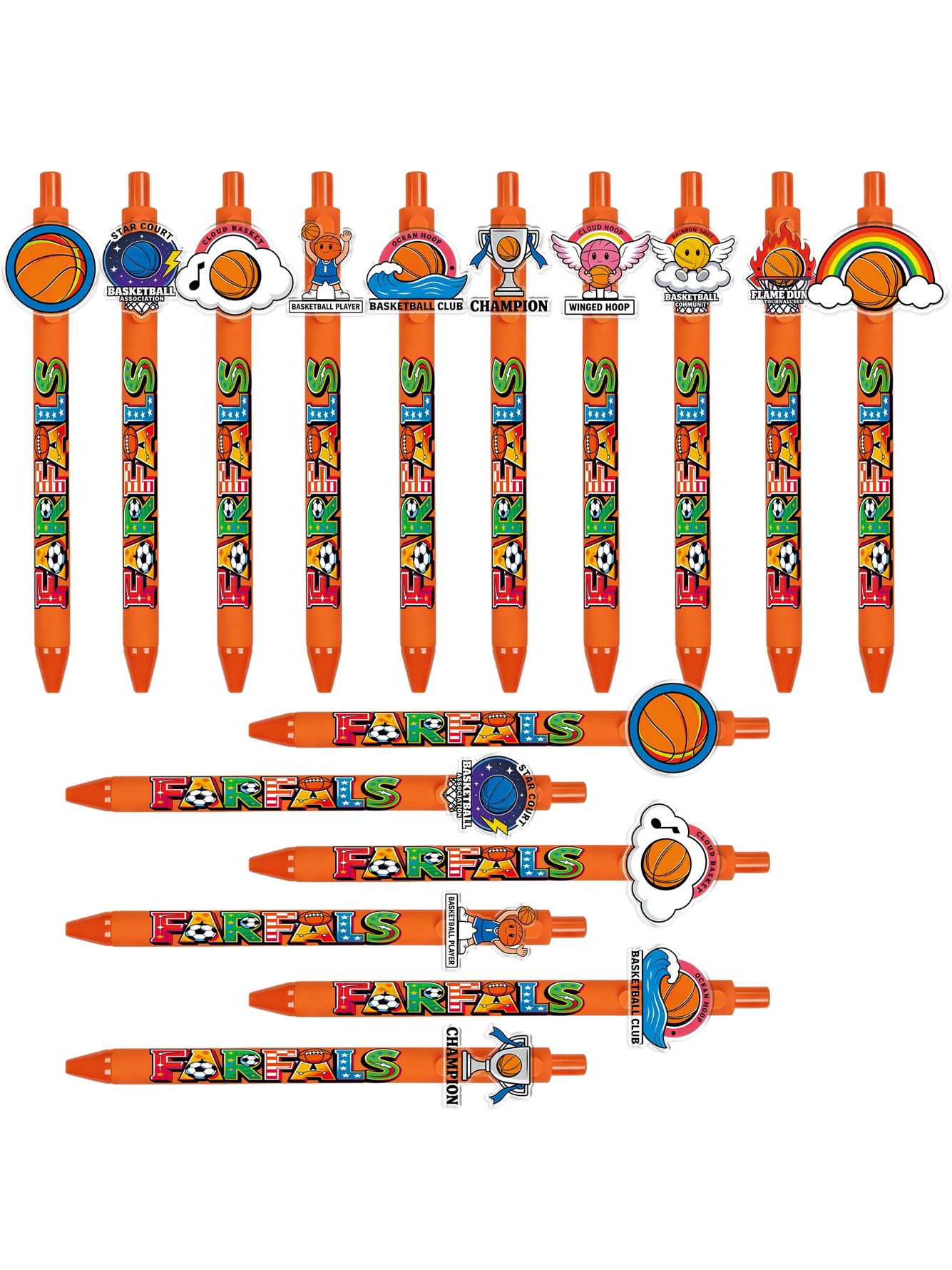 10-Pack Basketball Sports Theme Ballpoint Pens - Black Ink Fun Stationery