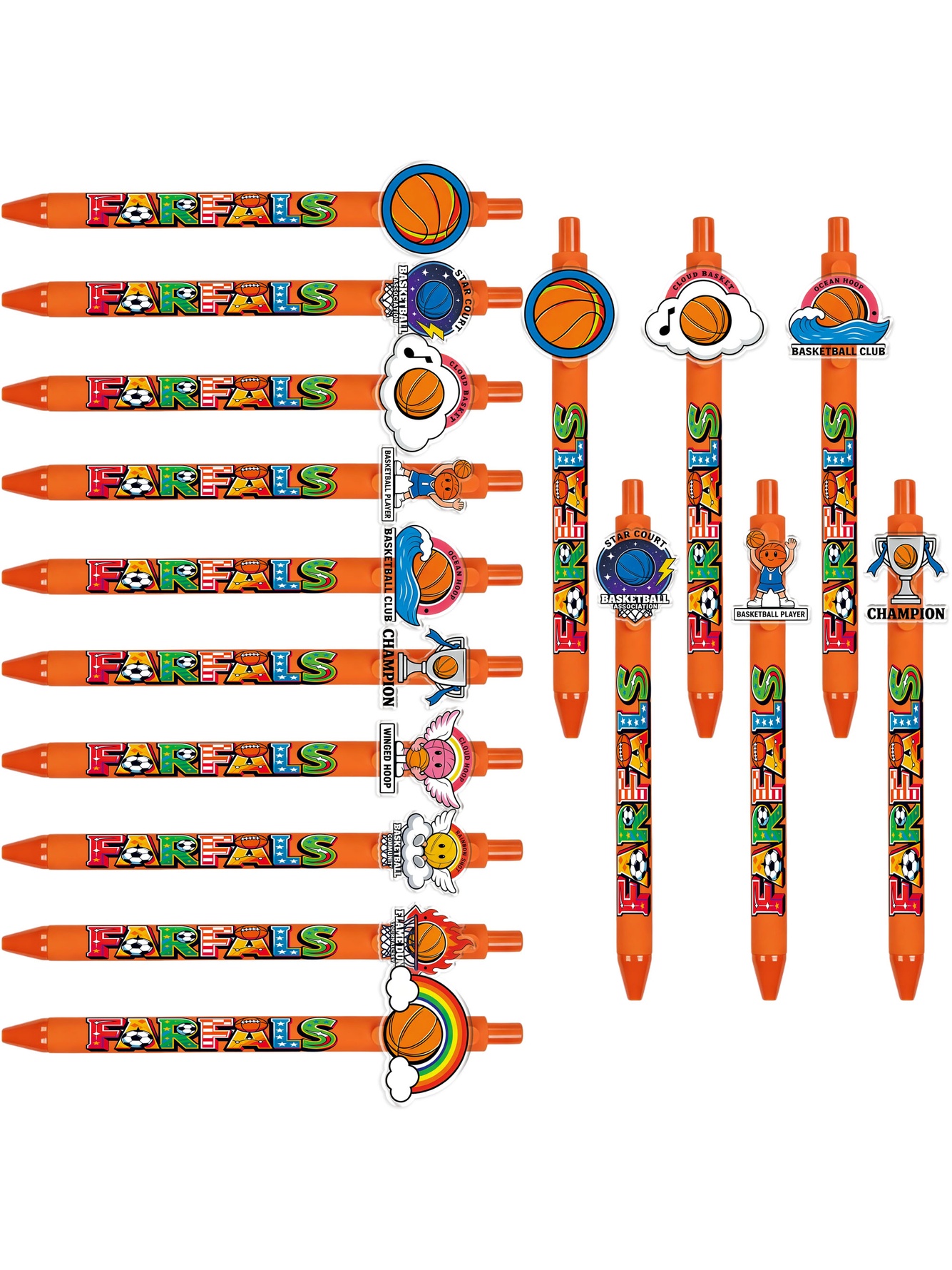 10-Pack Basketball Sports Theme Ballpoint Pens - Black Ink Fun Stationery