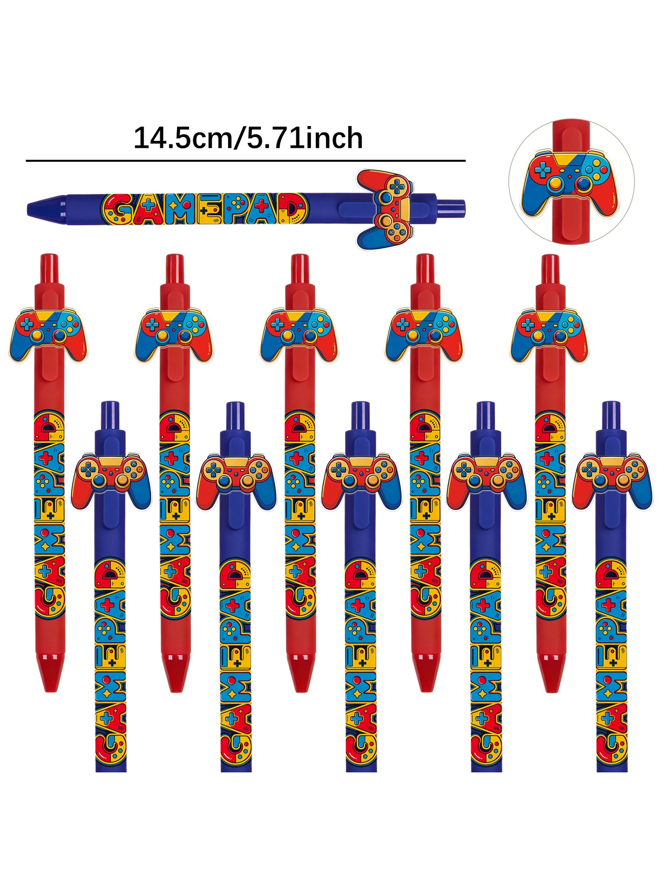 Gaming Controller Theme Black Ink Pens - 10-Pack
