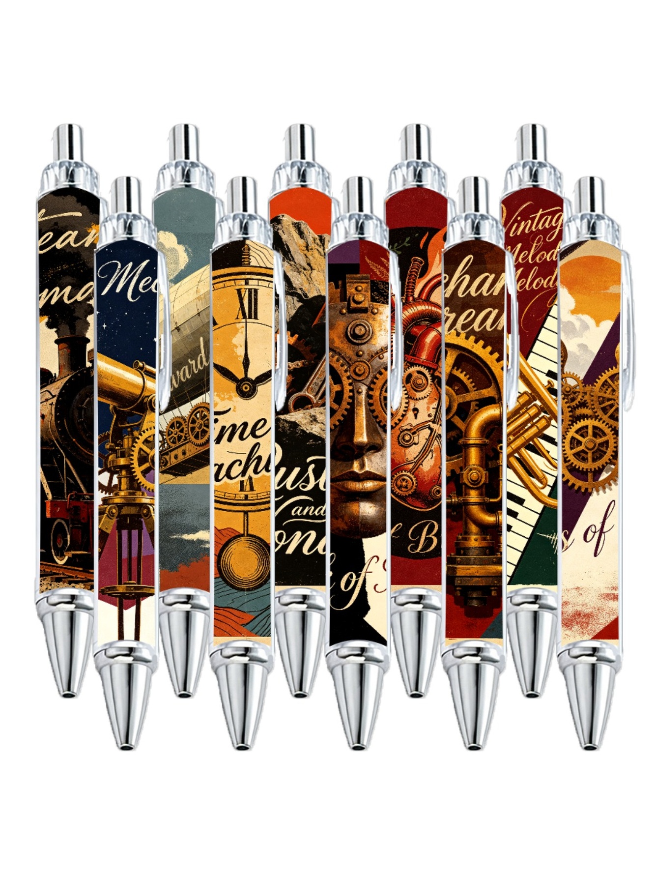 Steampunk Art Ballpoint Pens - 10-Pack