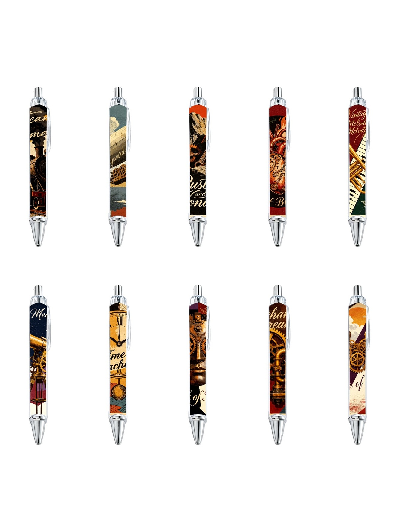 Steampunk Art Ballpoint Pens - 10-Pack