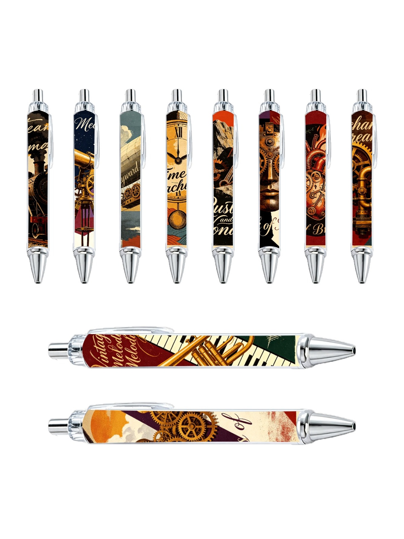 Steampunk Art Ballpoint Pens - 10-Pack