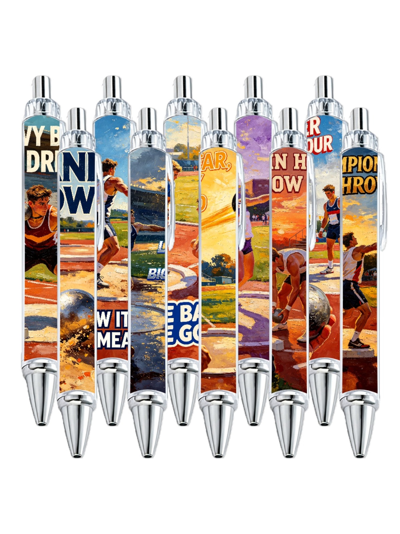 Athlete Shot Put Design Ballpoint Pens - 10-Pack