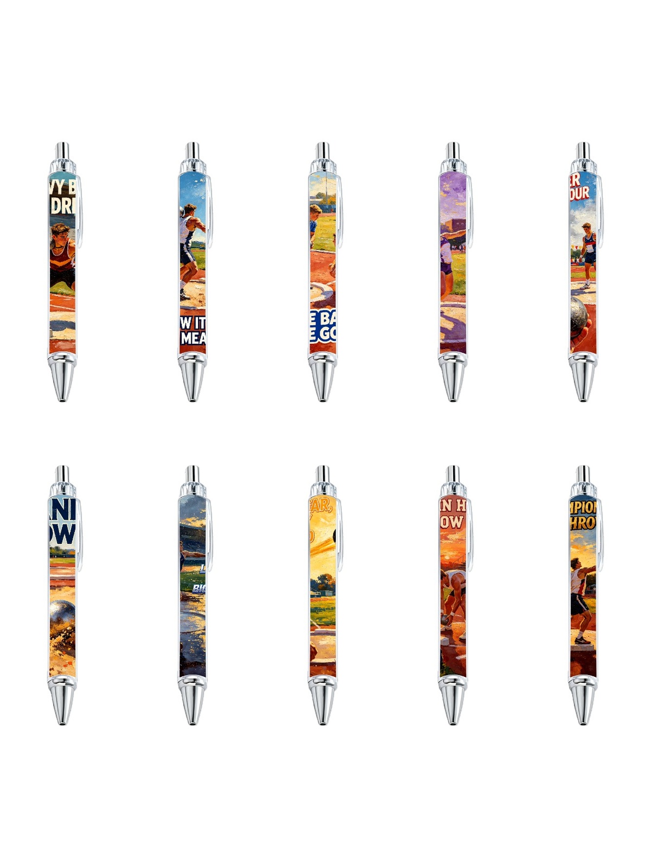 Athlete Shot Put Design Ballpoint Pens - 10-Pack