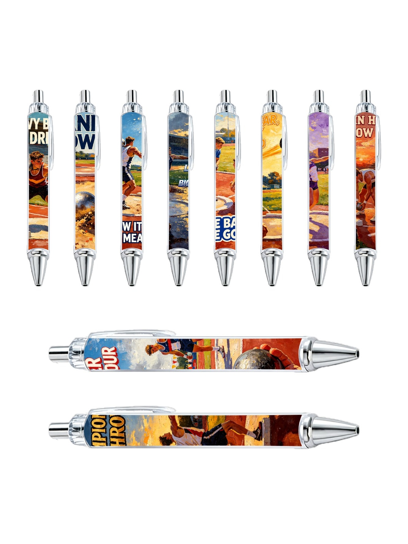 Athlete Shot Put Design Ballpoint Pens - 10-Pack