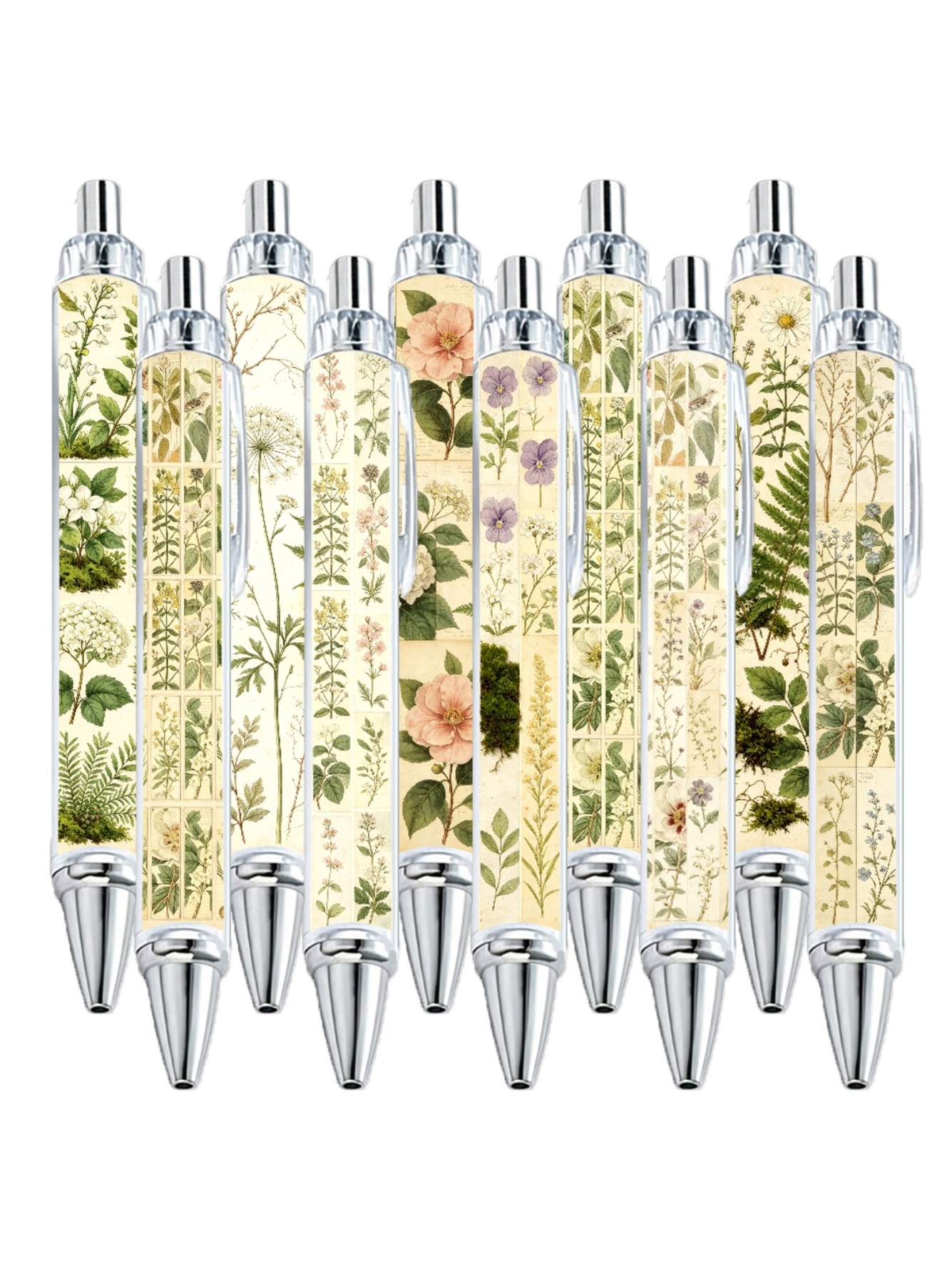 Floral Botanical Black Ink Pens,