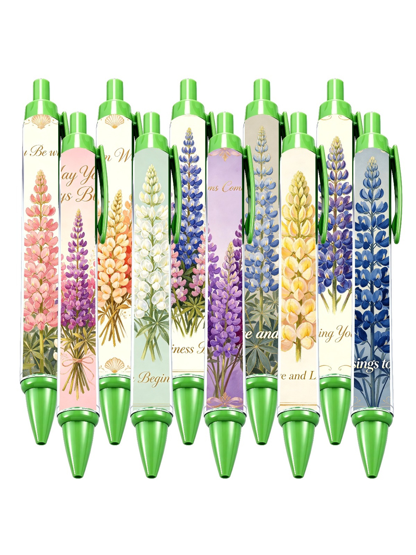 Floral Lupine Retractable Pens - 10-Pack