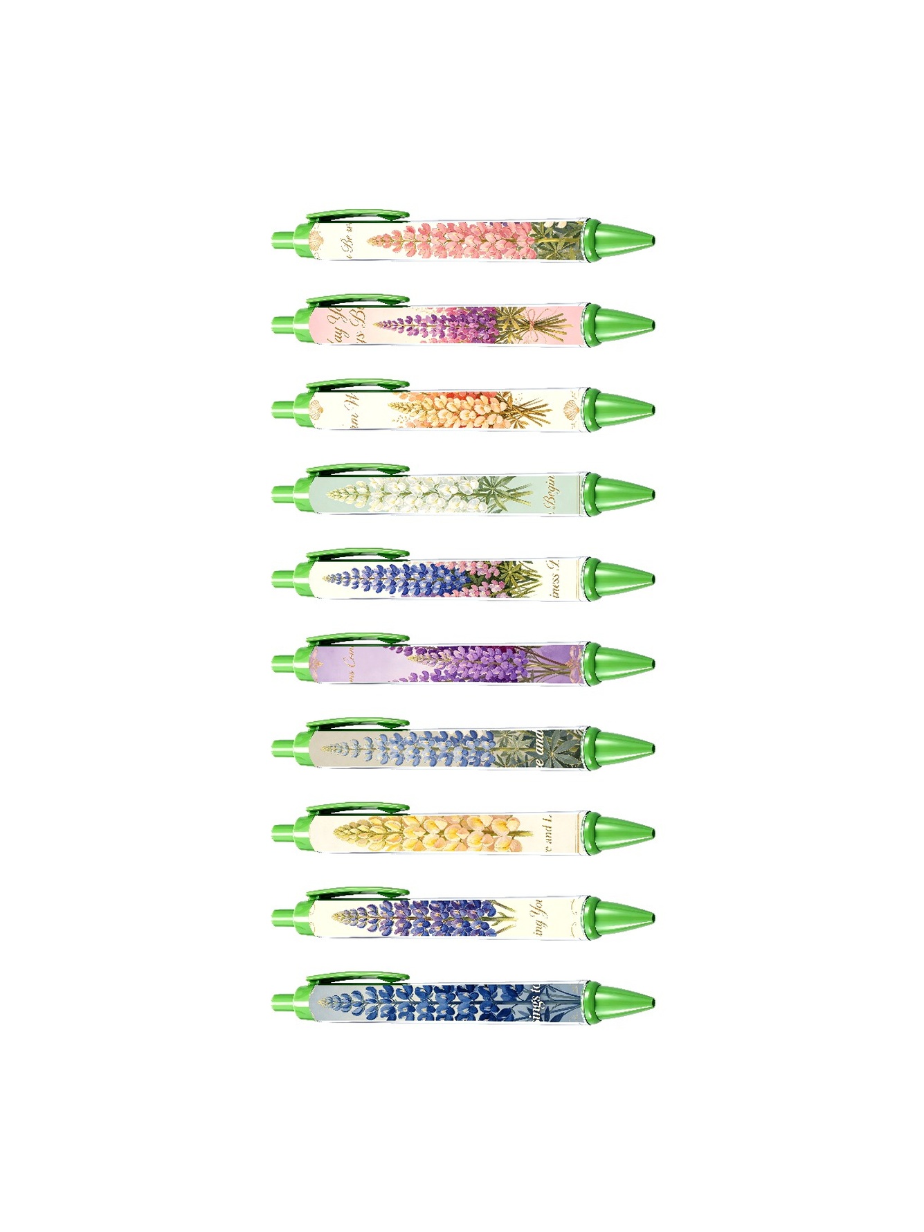 Floral Lupine Retractable Pens - 10-Pack