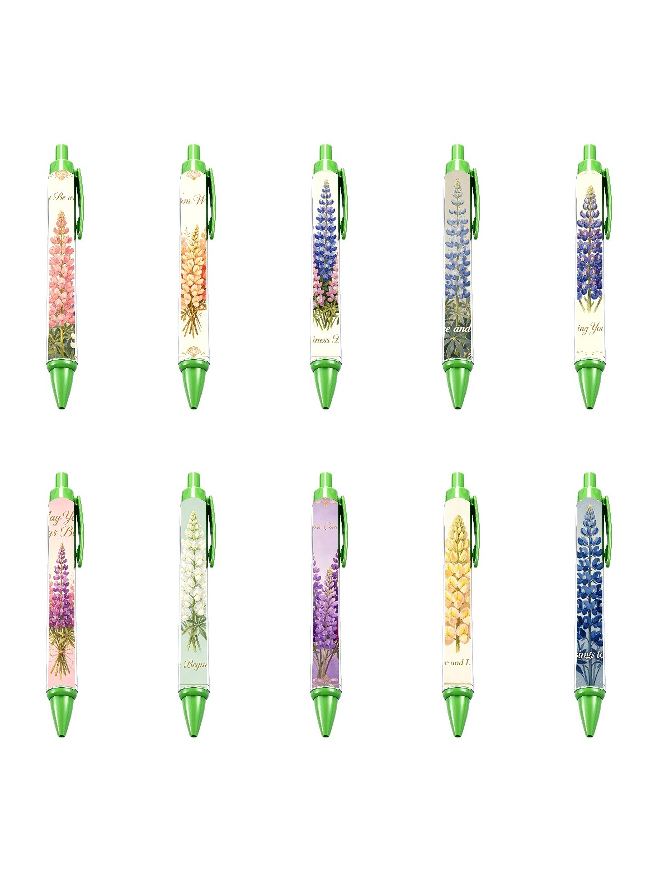 Floral Lupine Retractable Pens - 10-Pack