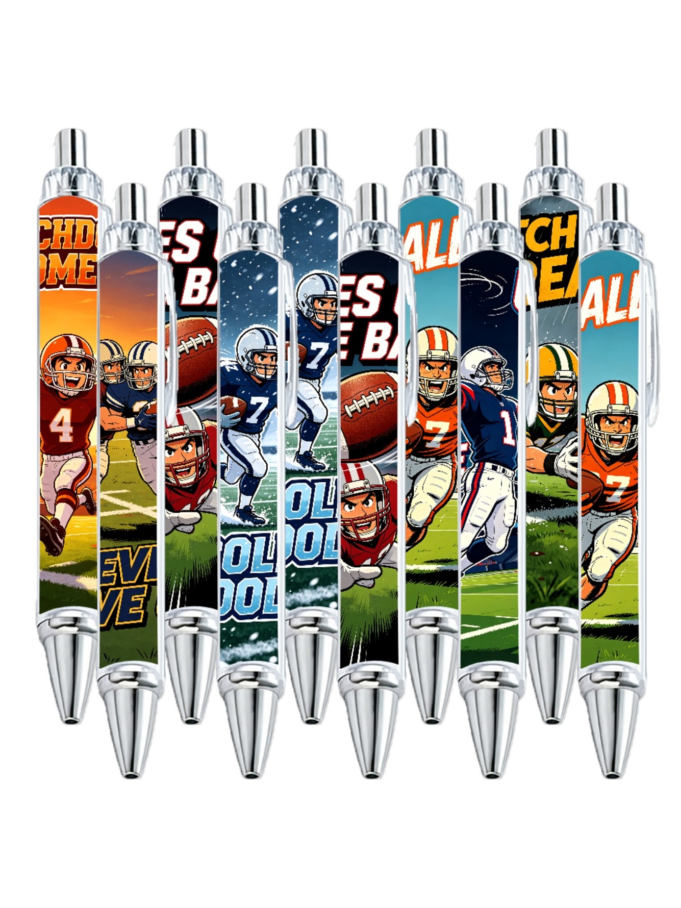 Dynamic Football Player Gel Pens - 10-Pack