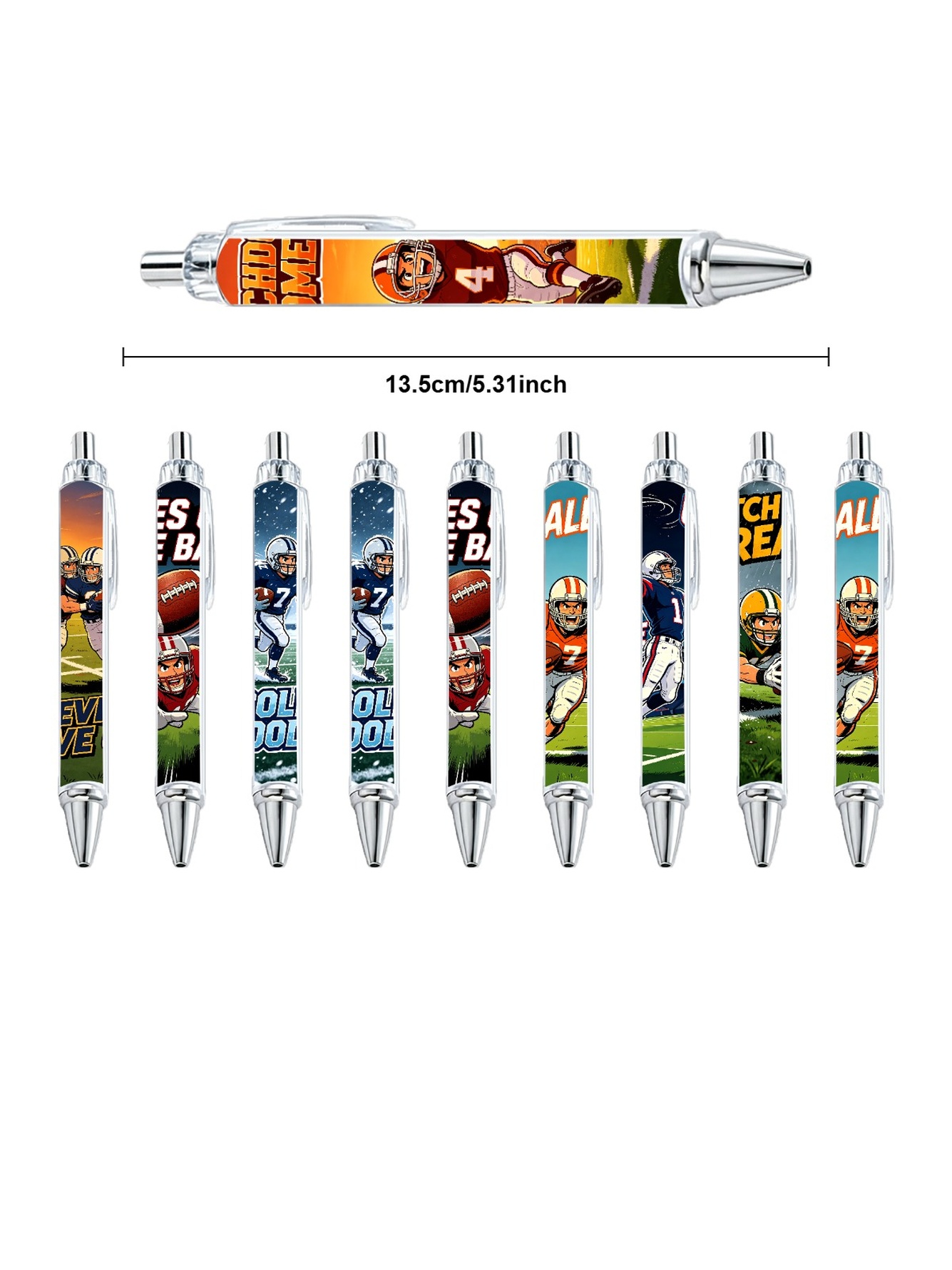 Dynamic Football Player Gel Pens - 10-Pack