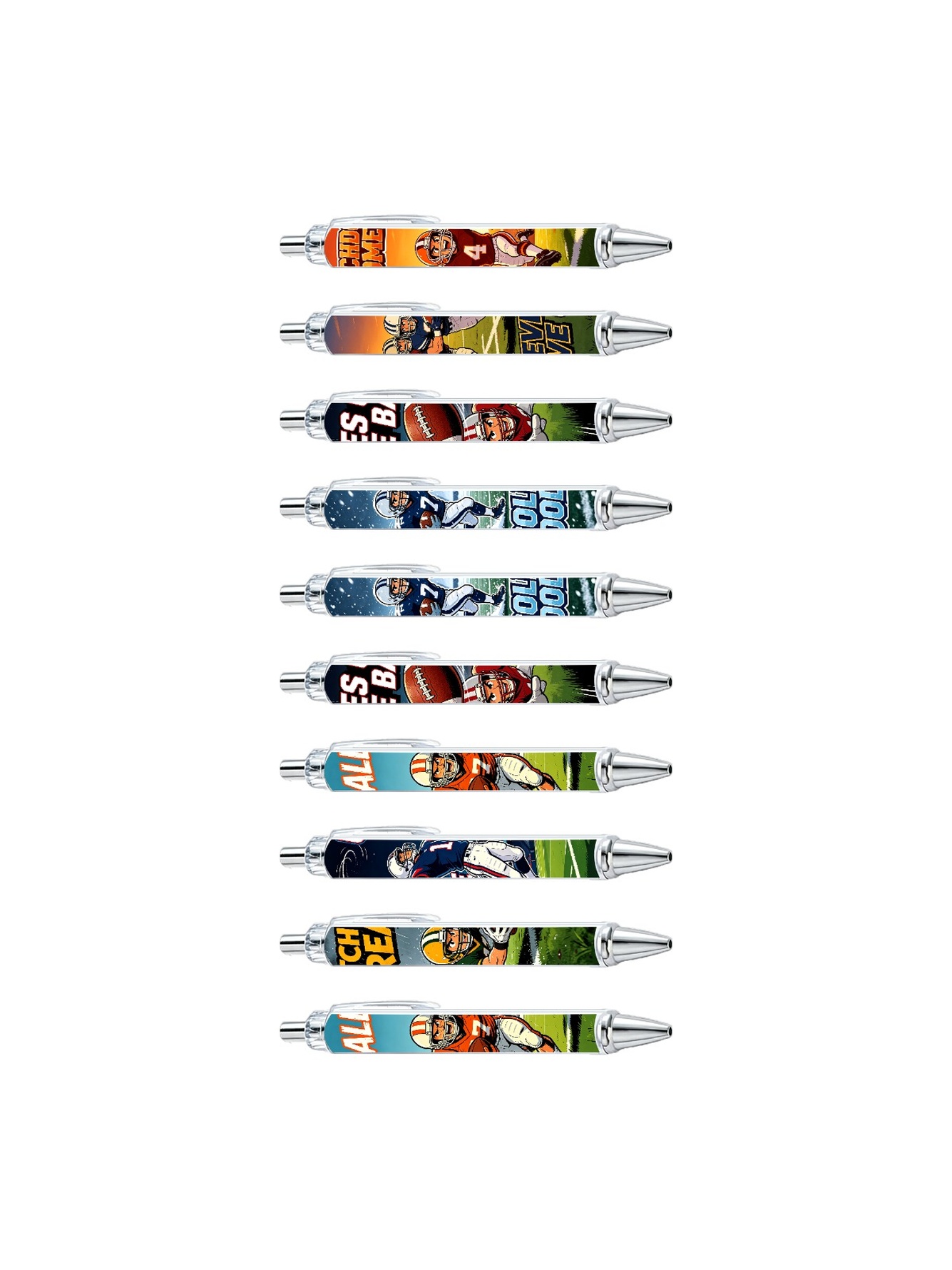 Dynamic Football Player Gel Pens - 10-Pack